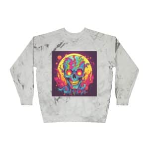 Unisex Color Blast Crewneck Sweatshirt Fantasy Skull