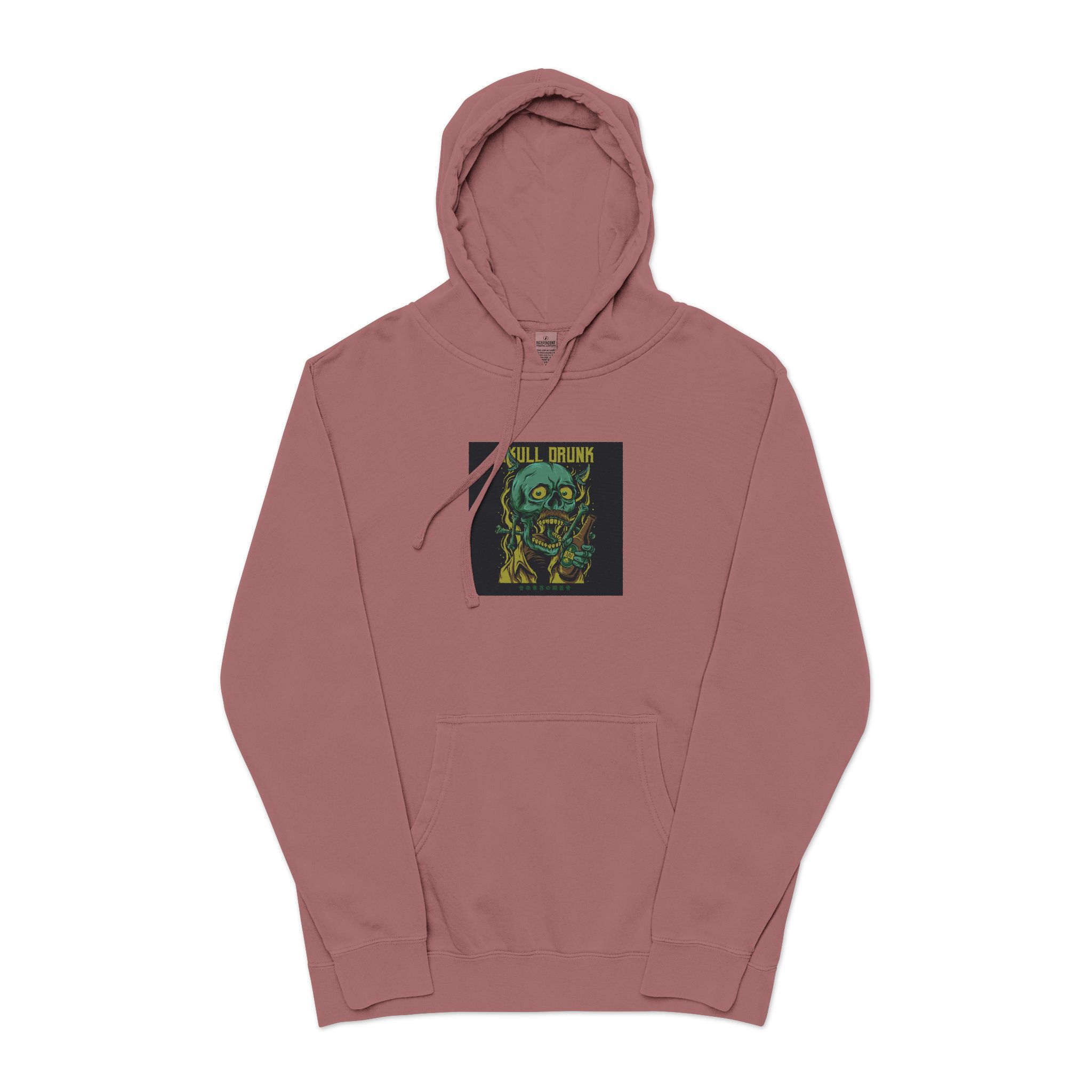 Skull Drunk Unisex Pigment Dyed Hoodie Embroidery - Image 29