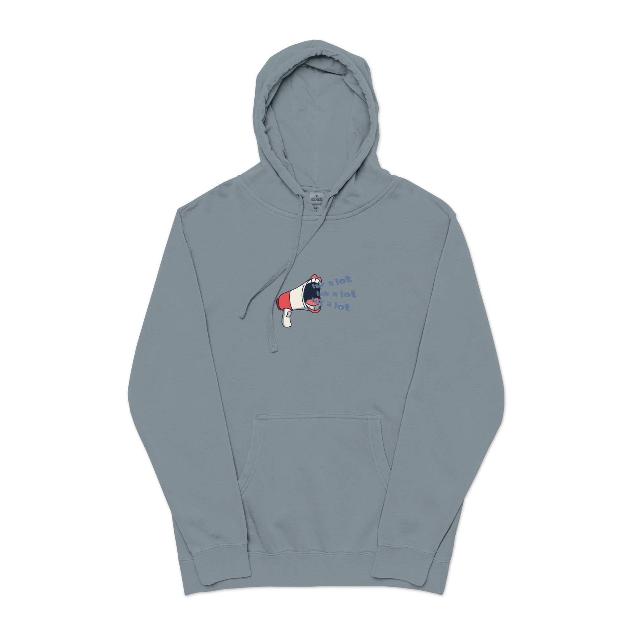 Talk A Lot Unisex Pigment Dyed Hoodie Embroidery - Image 21
