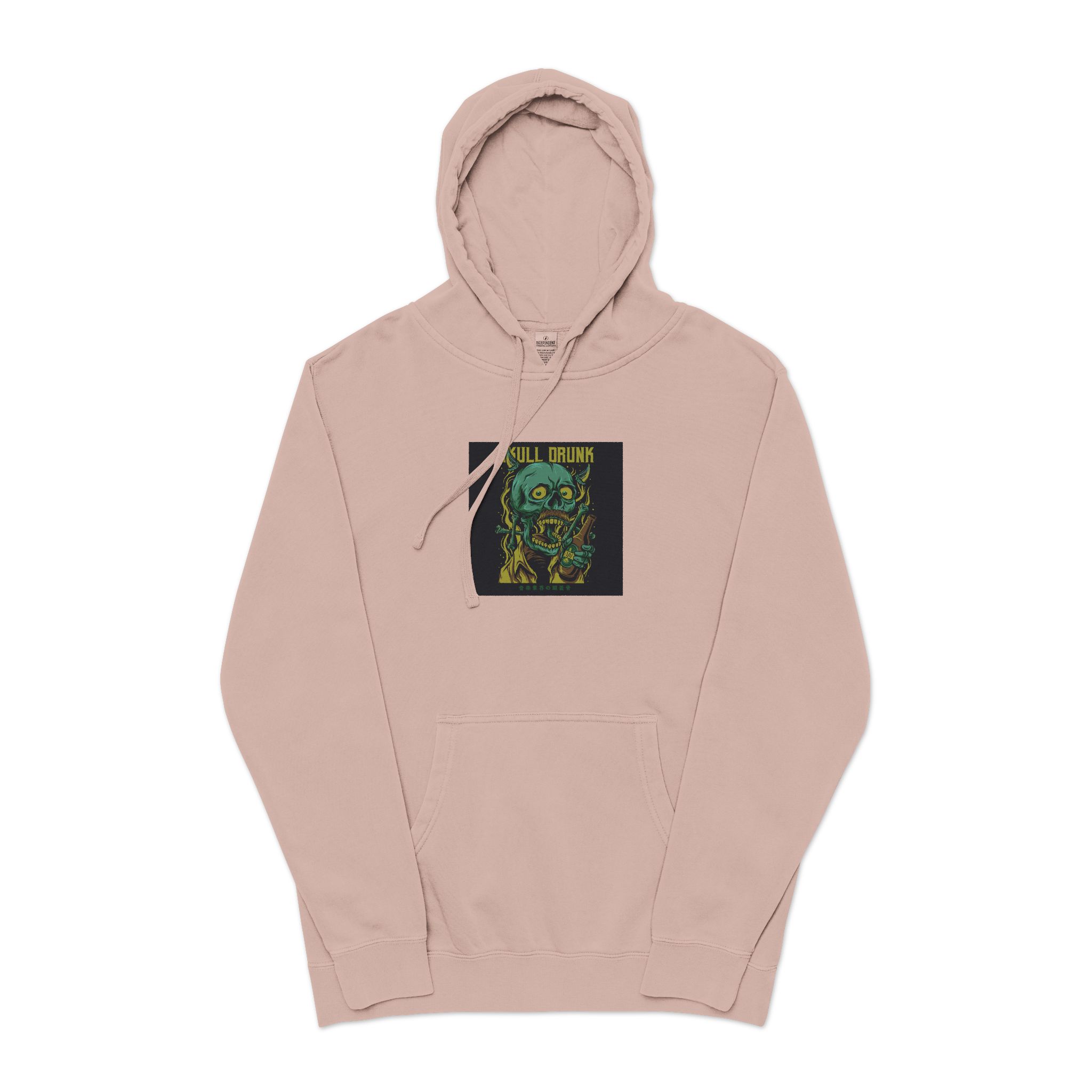 Skull Drunk Unisex Pigment Dyed Hoodie Embroidery
