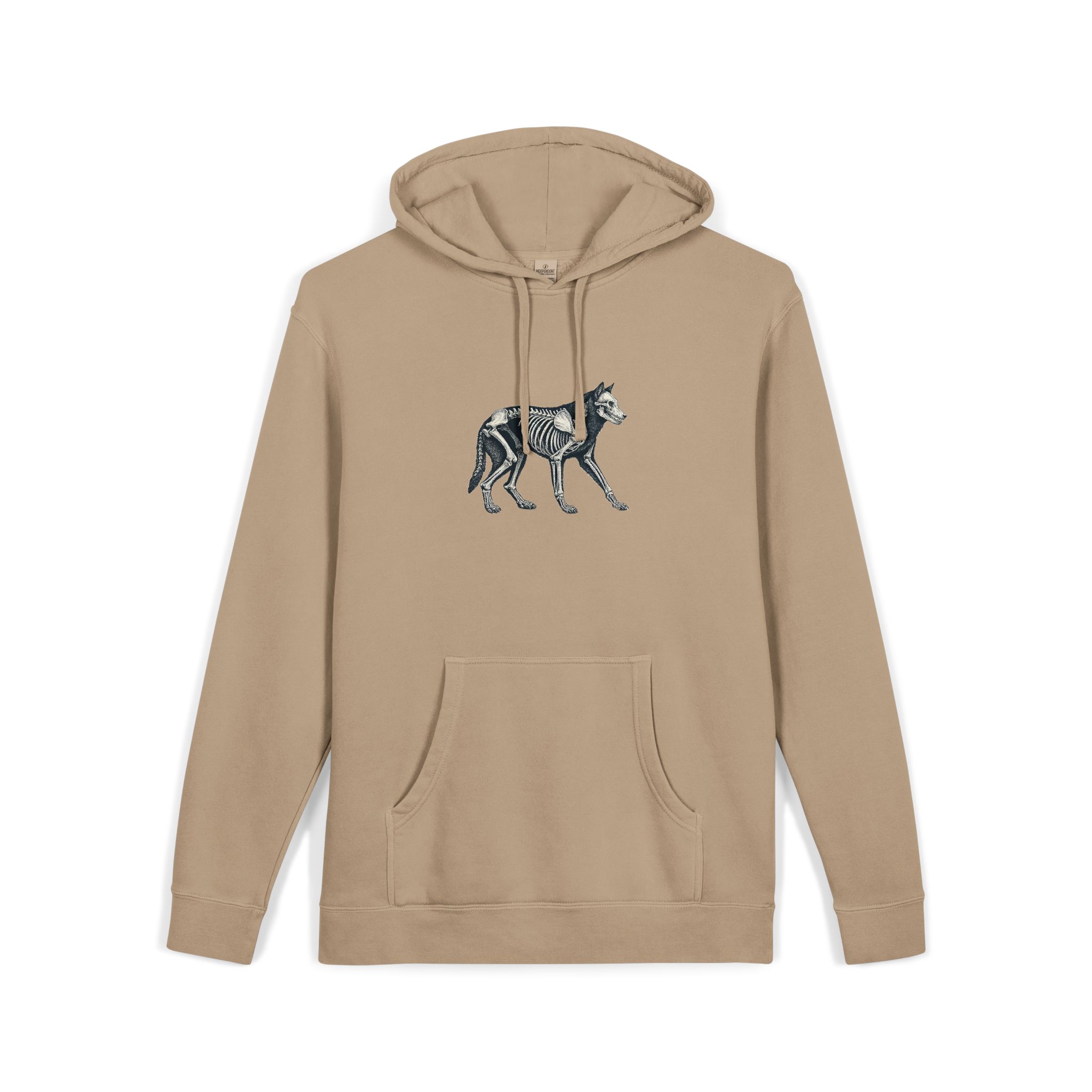Vector Wolf Skeleton Illustration Vintage Engraving Style Unisex Pigment Dyed Hoodie Embroidery - Image 7