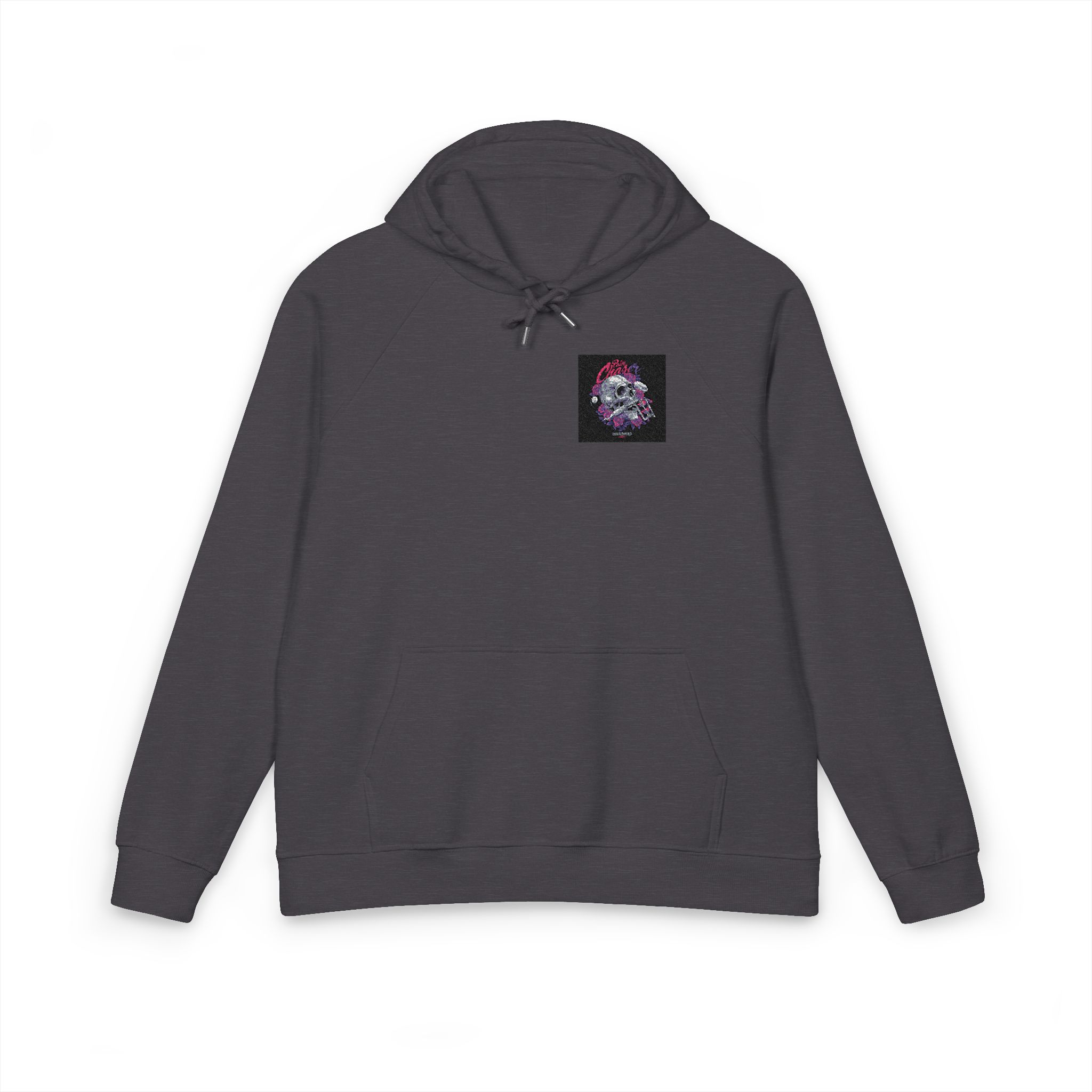 Skull Tattoomachine With Text Illustration Unisex Eco Raglan Hoodie Embroidery - Image 9