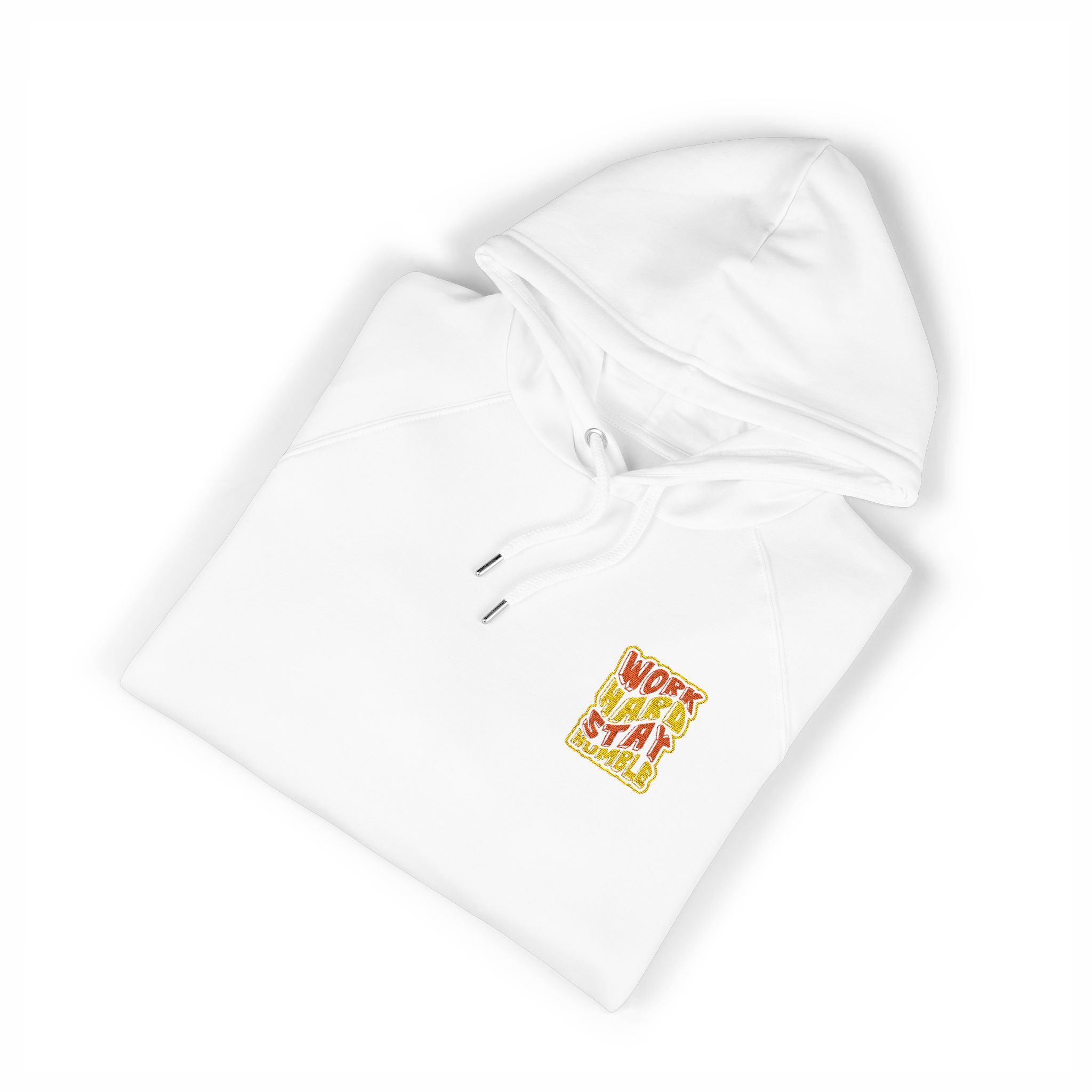 Work Hard Stay Humble 1 Unisex Eco Raglan Hoodie Embroidery - Image 3