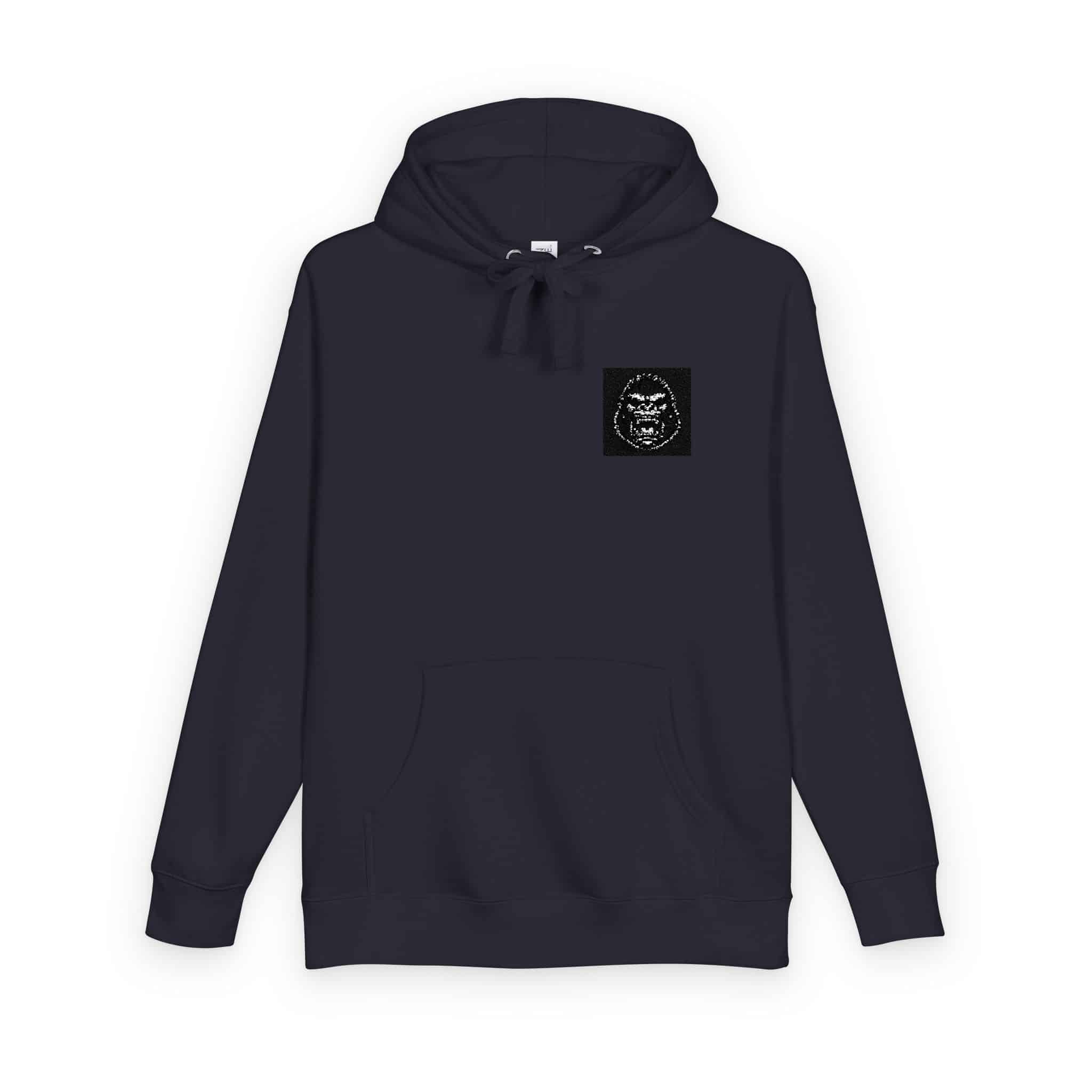 Dark Art Angry Beast Kingkong Head With Sharp Fang Black White Unisex Fleece Hoodie - Image 22