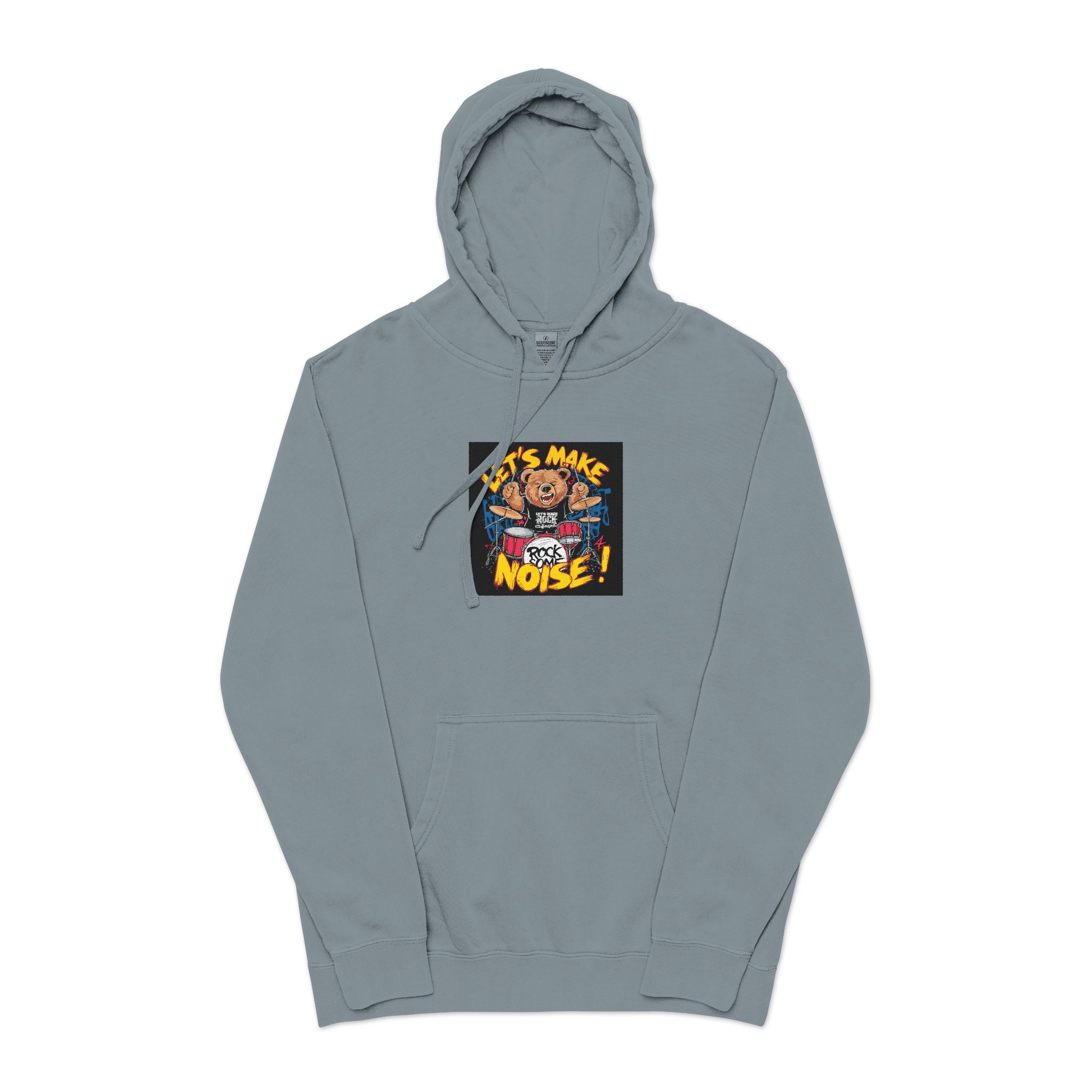 Vibrant Eyecatching Music Tshirt Design Featuring Bear Rocking Out Drum Set (1) Unisex Pigment Dyed Hoodie Embroidery - Image 21