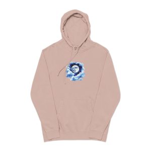 Watercolor Full Moon Clouds Elements Set Unisex Pigment Dyed Hoodie Embroidery