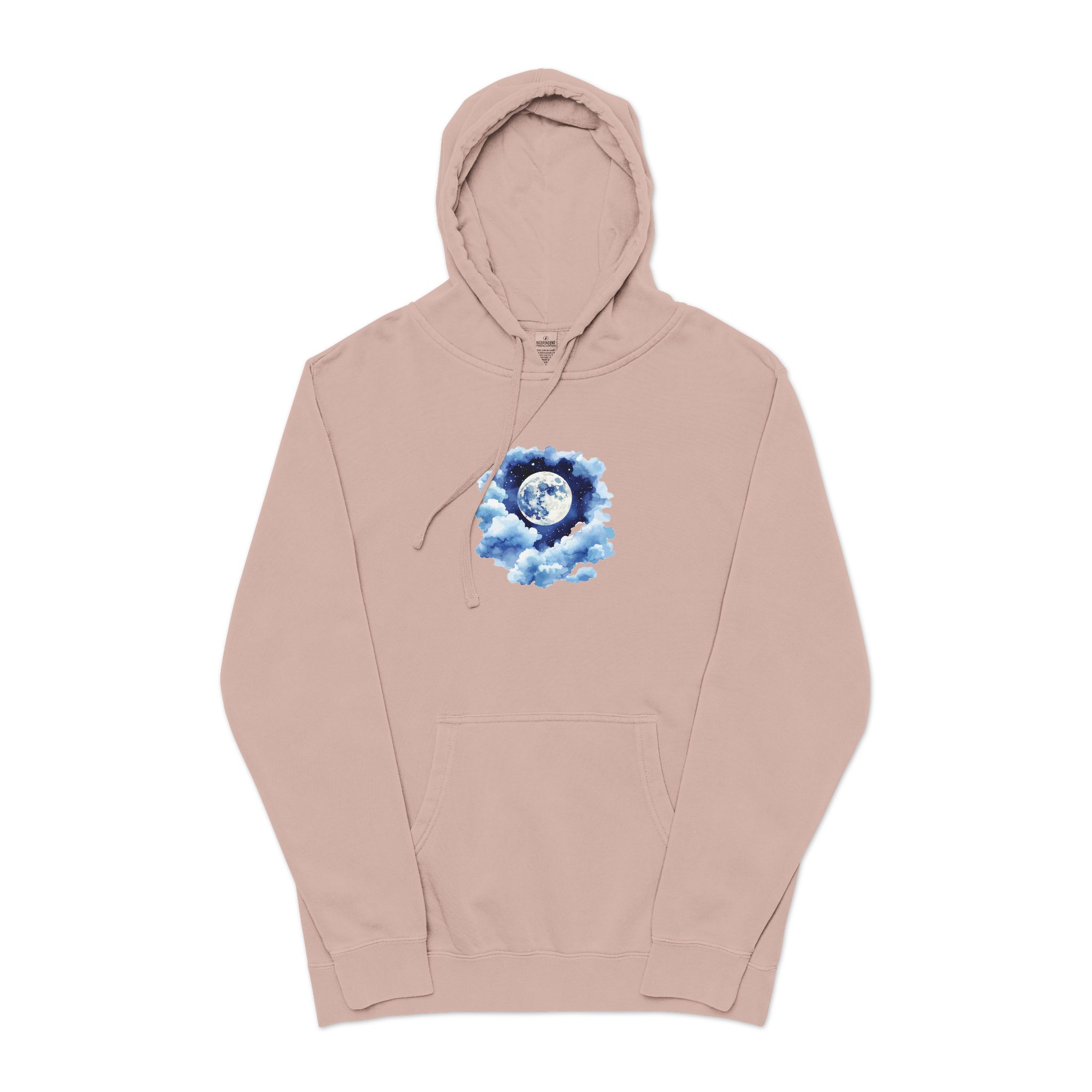 Watercolor Full Moon Clouds Elements Set Unisex Pigment Dyed Hoodie Embroidery