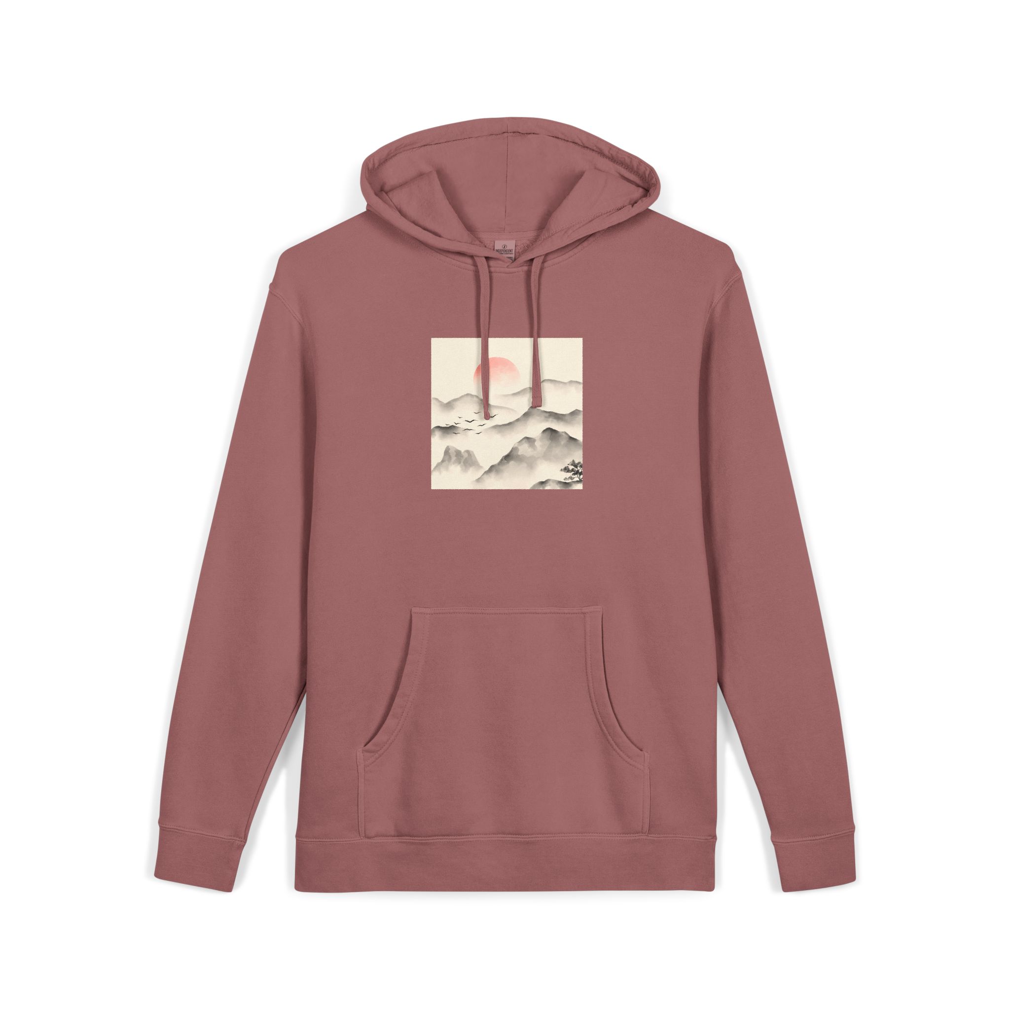 Watercolor Chinese Style Unisex Pigment Dyed Hoodie Embroidery - Image 31