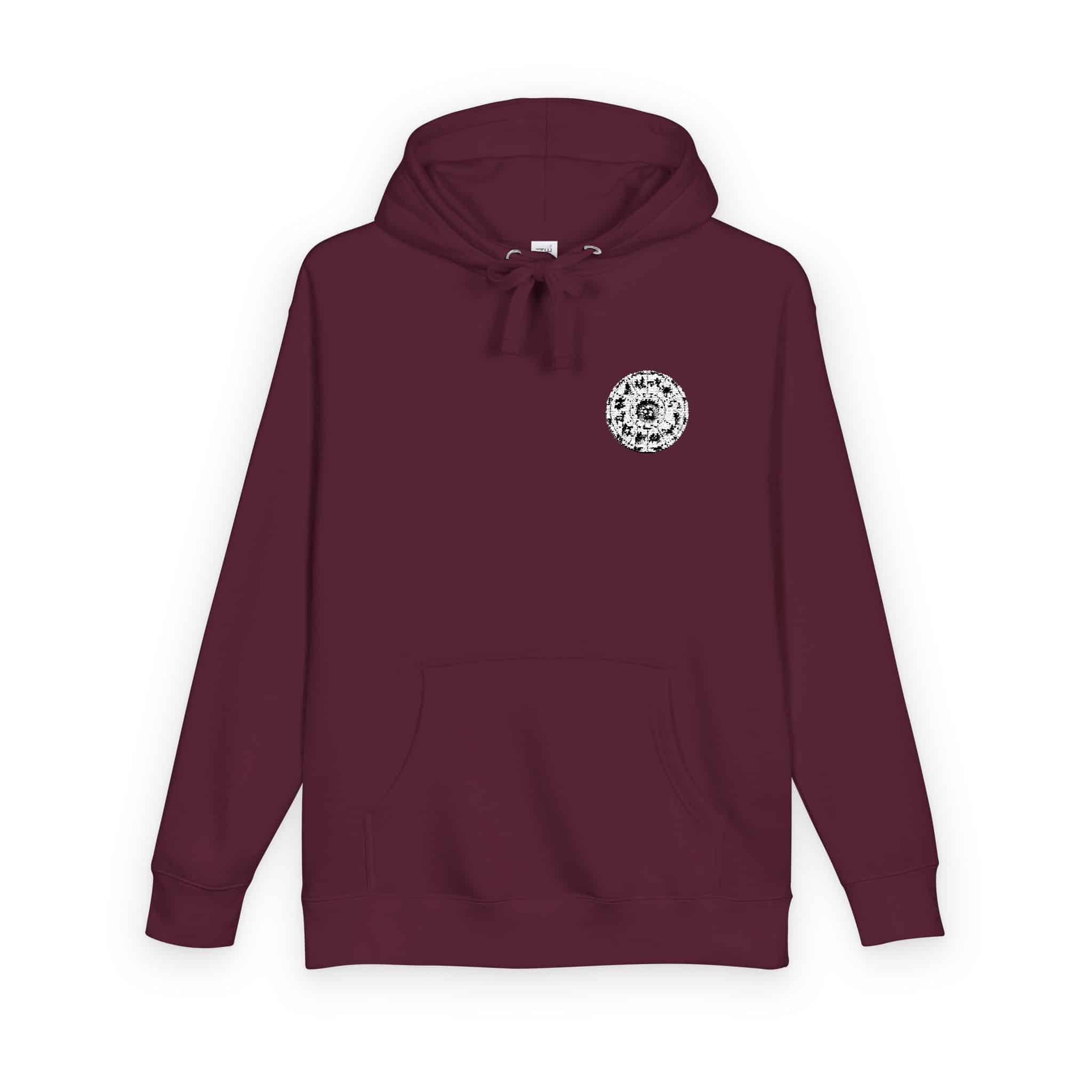 Zodiac Circle Horoscope Drawing Engraving Style Zodiac Wheel With Astrological Sy Unisex Fleece Hoodie - Image 30