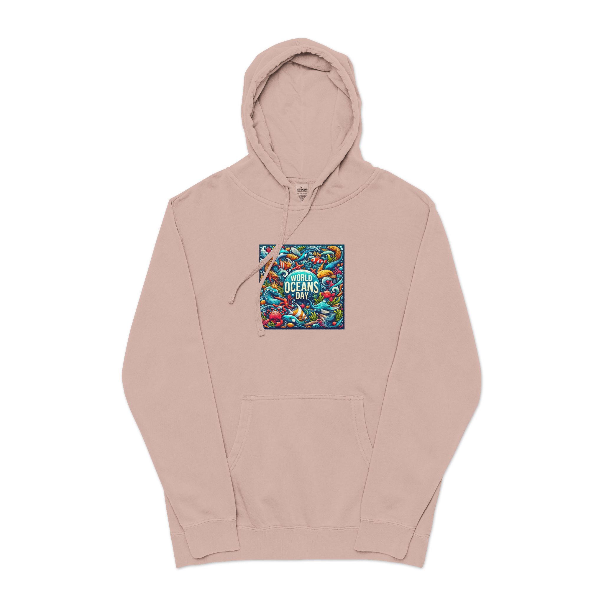 World Oceans Day Unisex Pigment Dyed Hoodie Embroidery