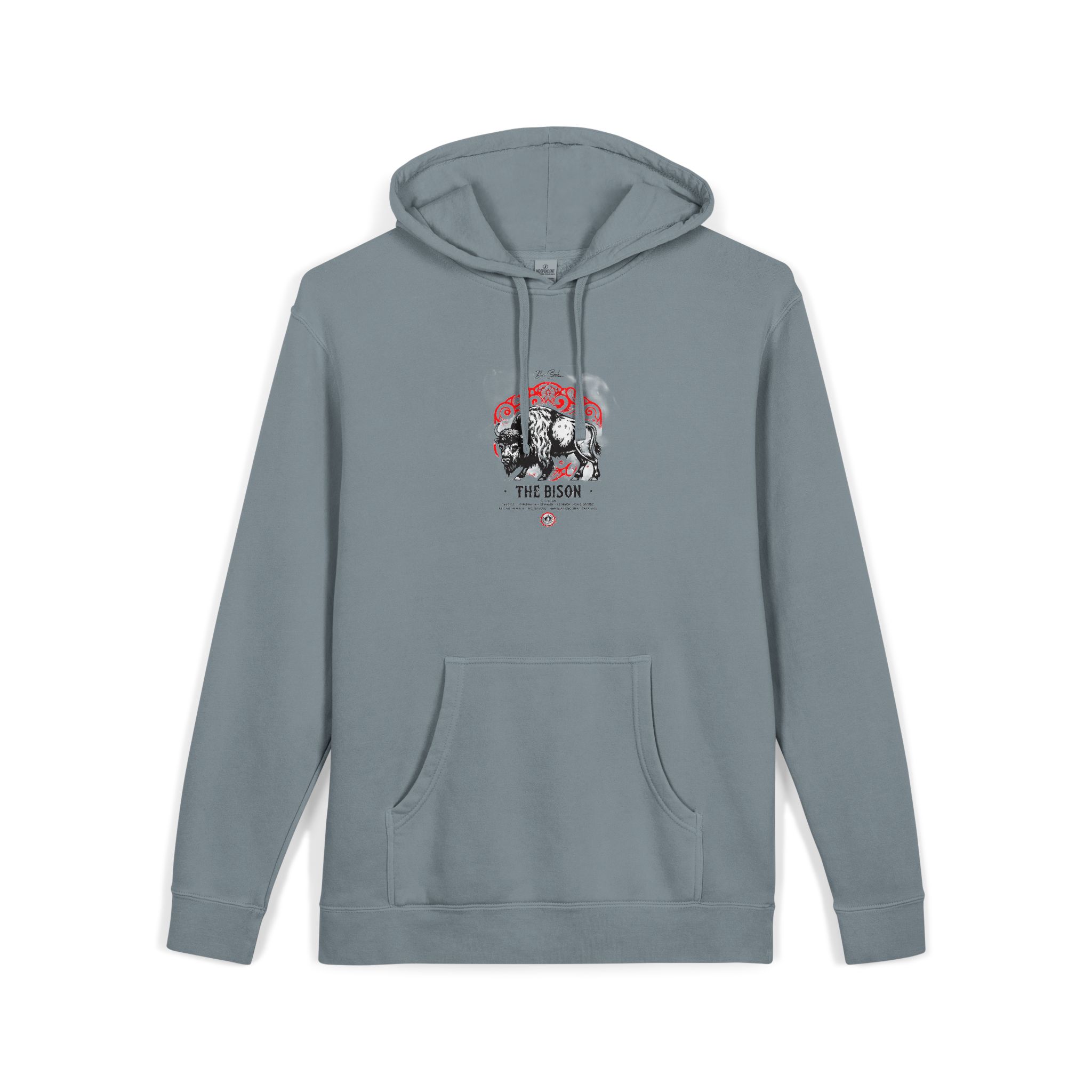 The Bison Unisex Pigment Dyed Hoodie Embroidery - Image 23