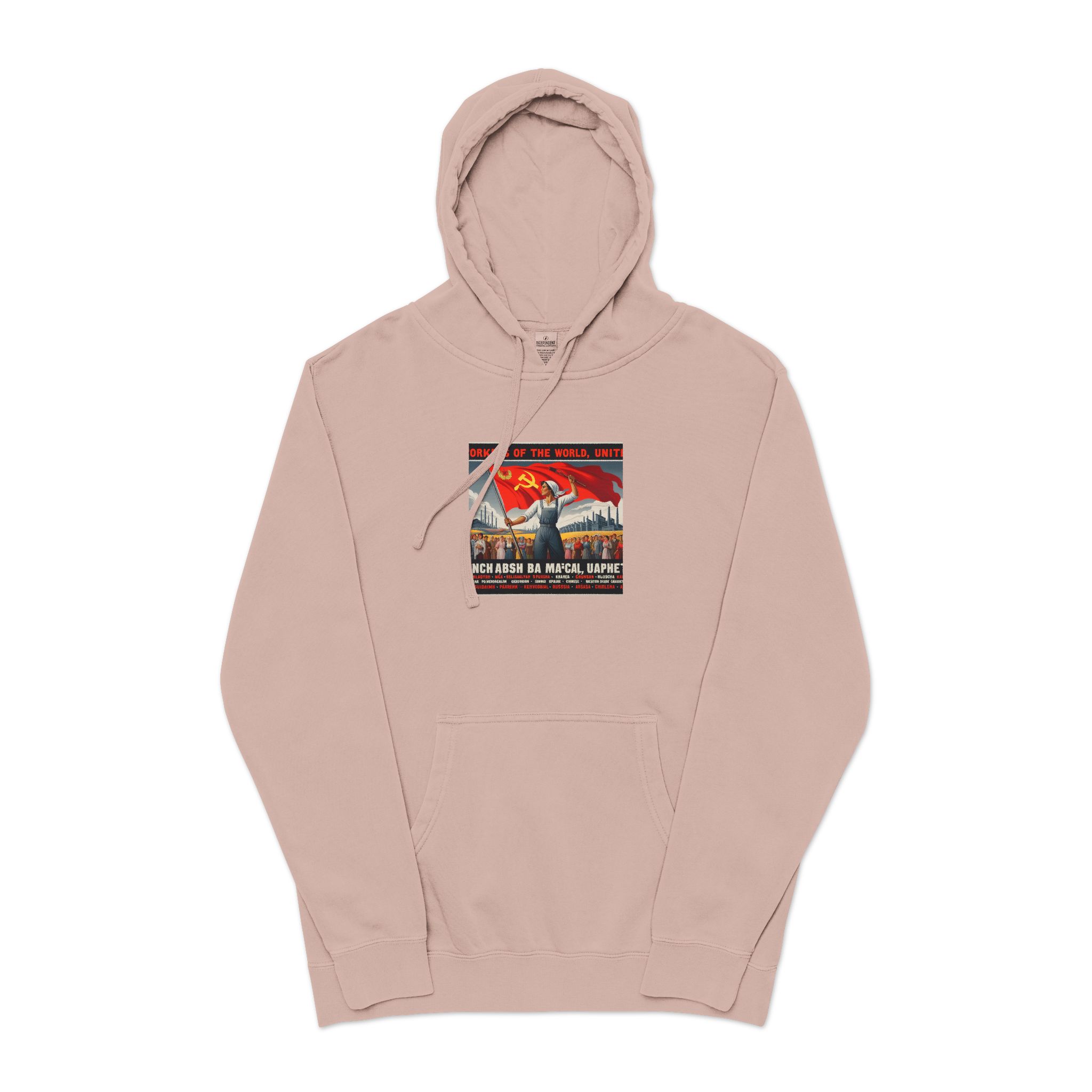 Workers of the World Unisex Pigment Dyed Hoodie Embroidery