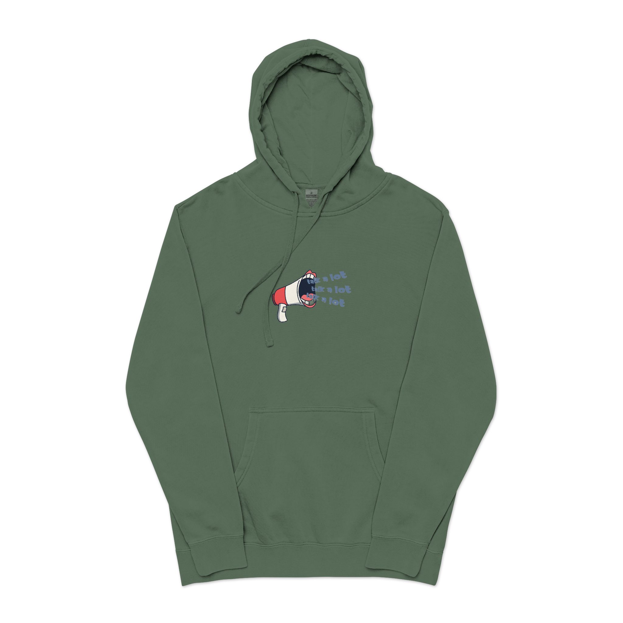 Talk A Lot Unisex Pigment Dyed Hoodie Embroidery - Image 13