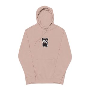 Wild Shark Illustration With Sharp Teeth Unisex Pigment Dyed Hoodie Embroidery
