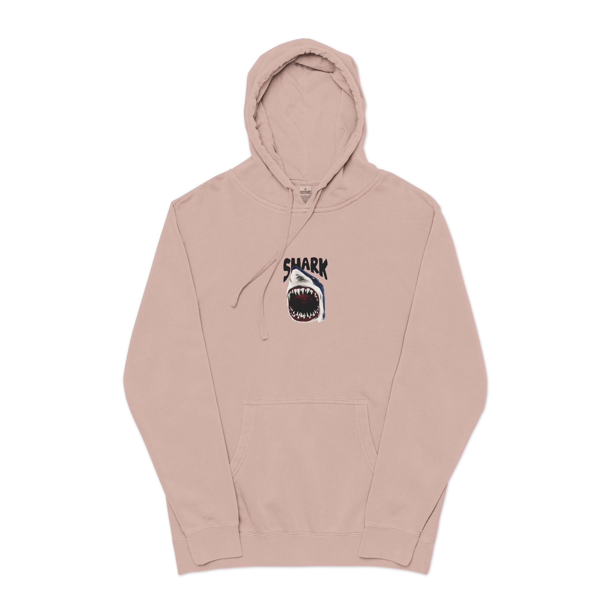 Wild Shark Illustration With Sharp Teeth Unisex Pigment Dyed Hoodie Embroidery
