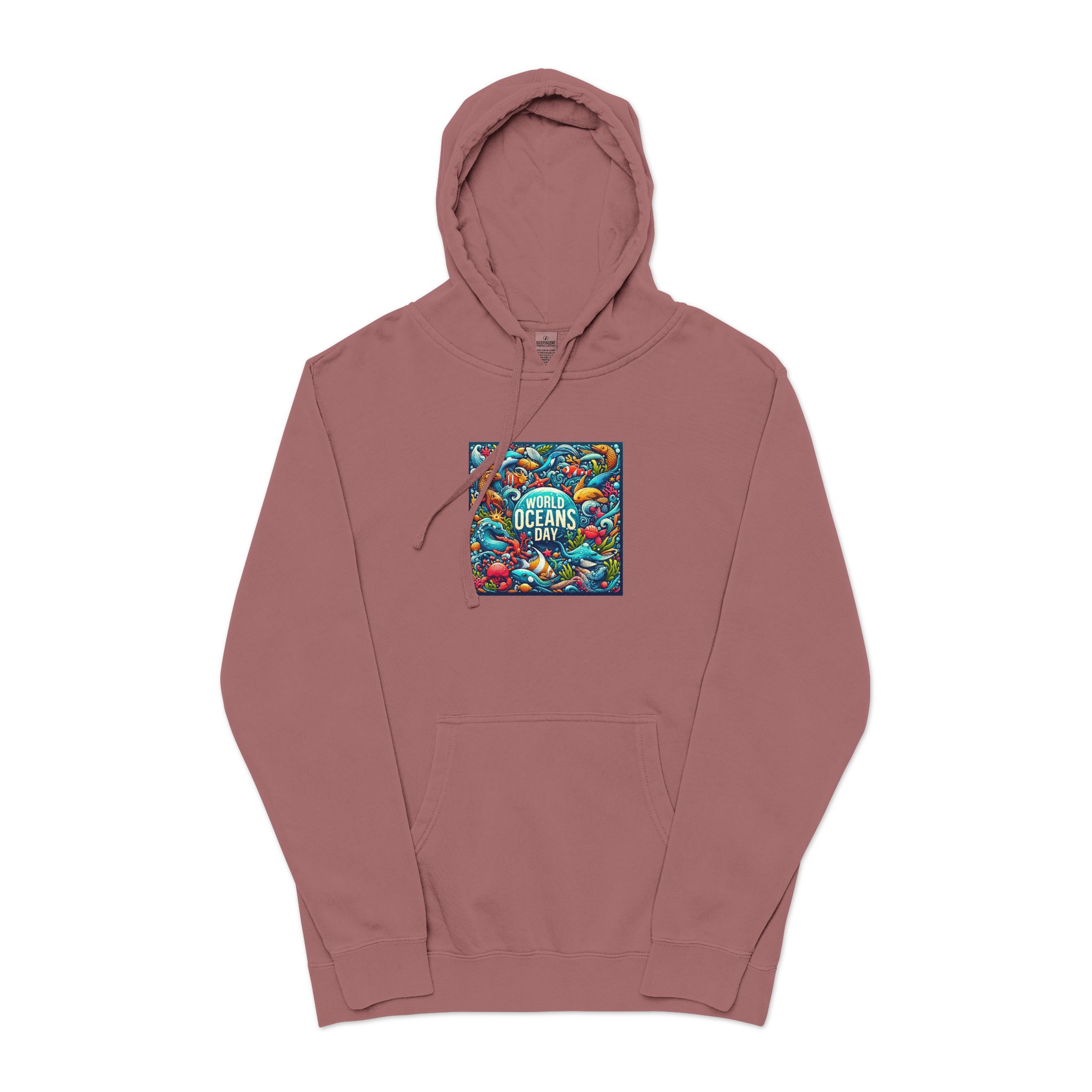 World Oceans Day Unisex Pigment Dyed Hoodie Embroidery - Image 29