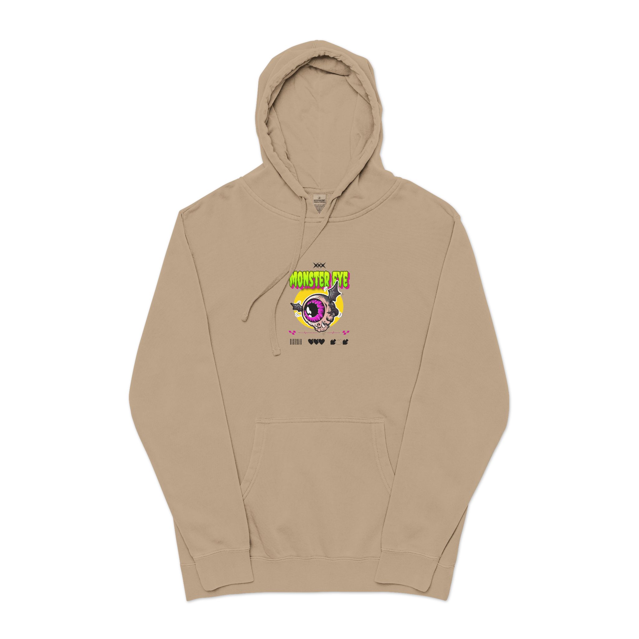 Typography Tshirt Design Monster Eye Unisex Pigment Dyed Hoodie Embroidery - Image 5