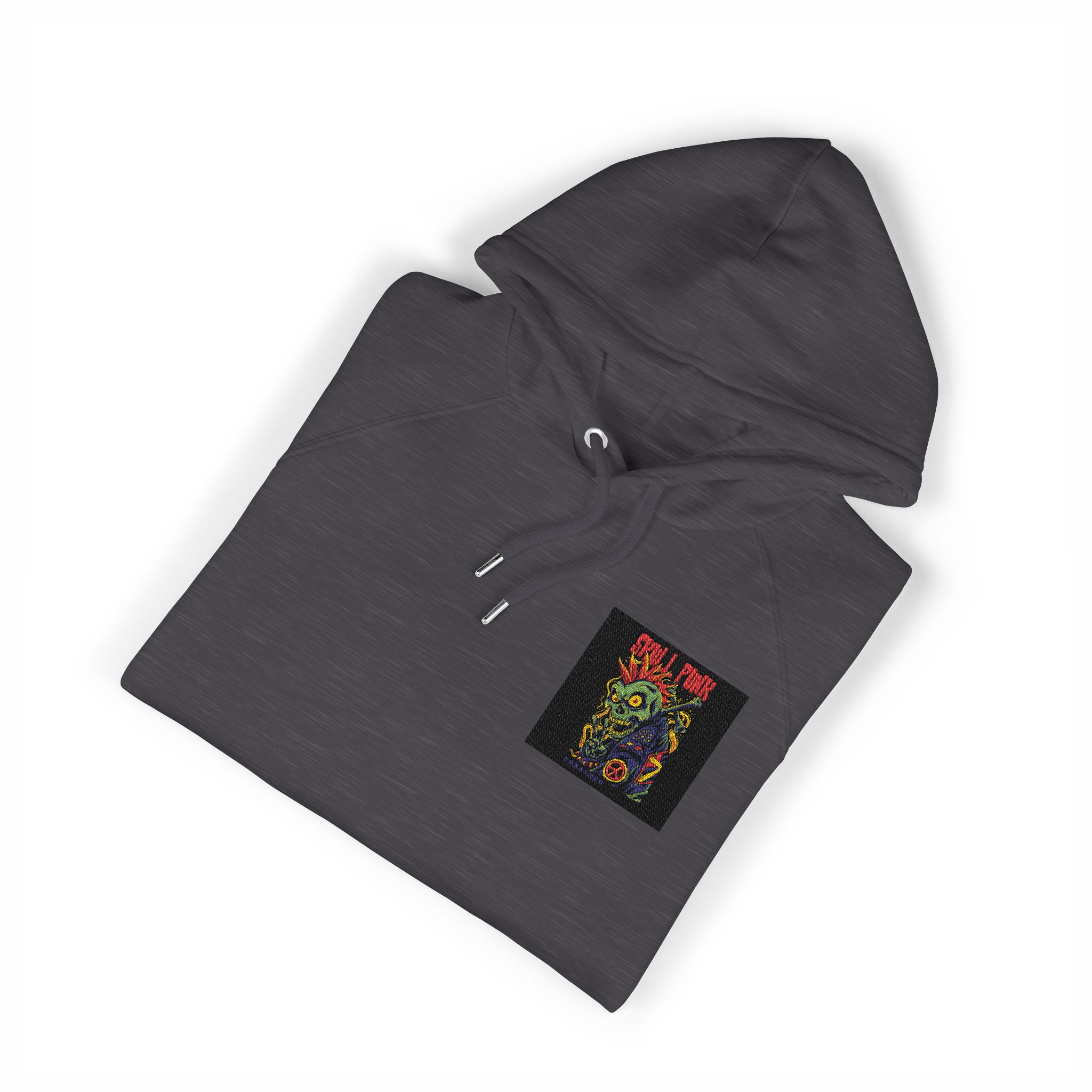 Skull Punk Copia Unisex Eco Raglan Hoodie Embroidery - Image 11