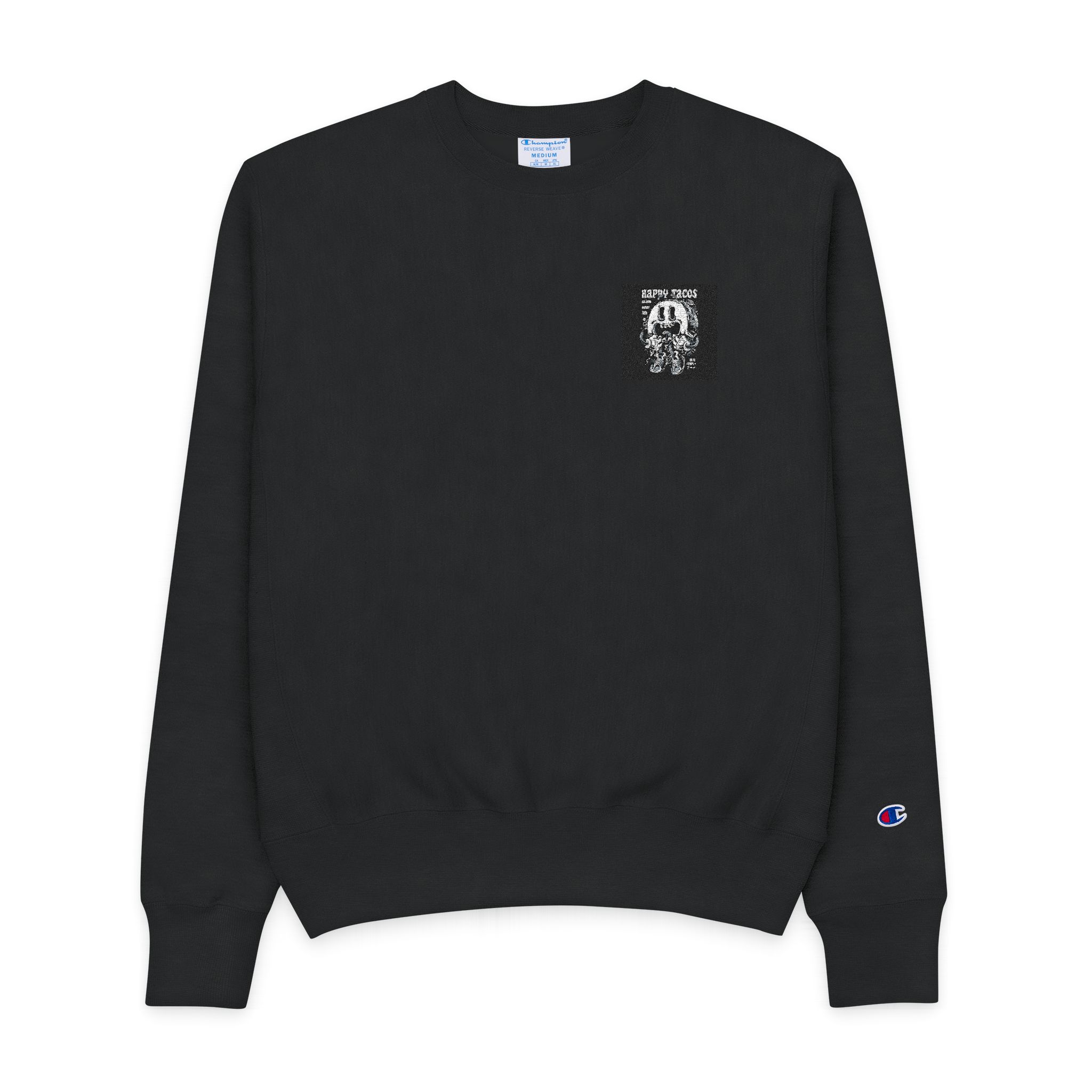 Happy Tacos Mens Champion Crewneck Sweatshirt