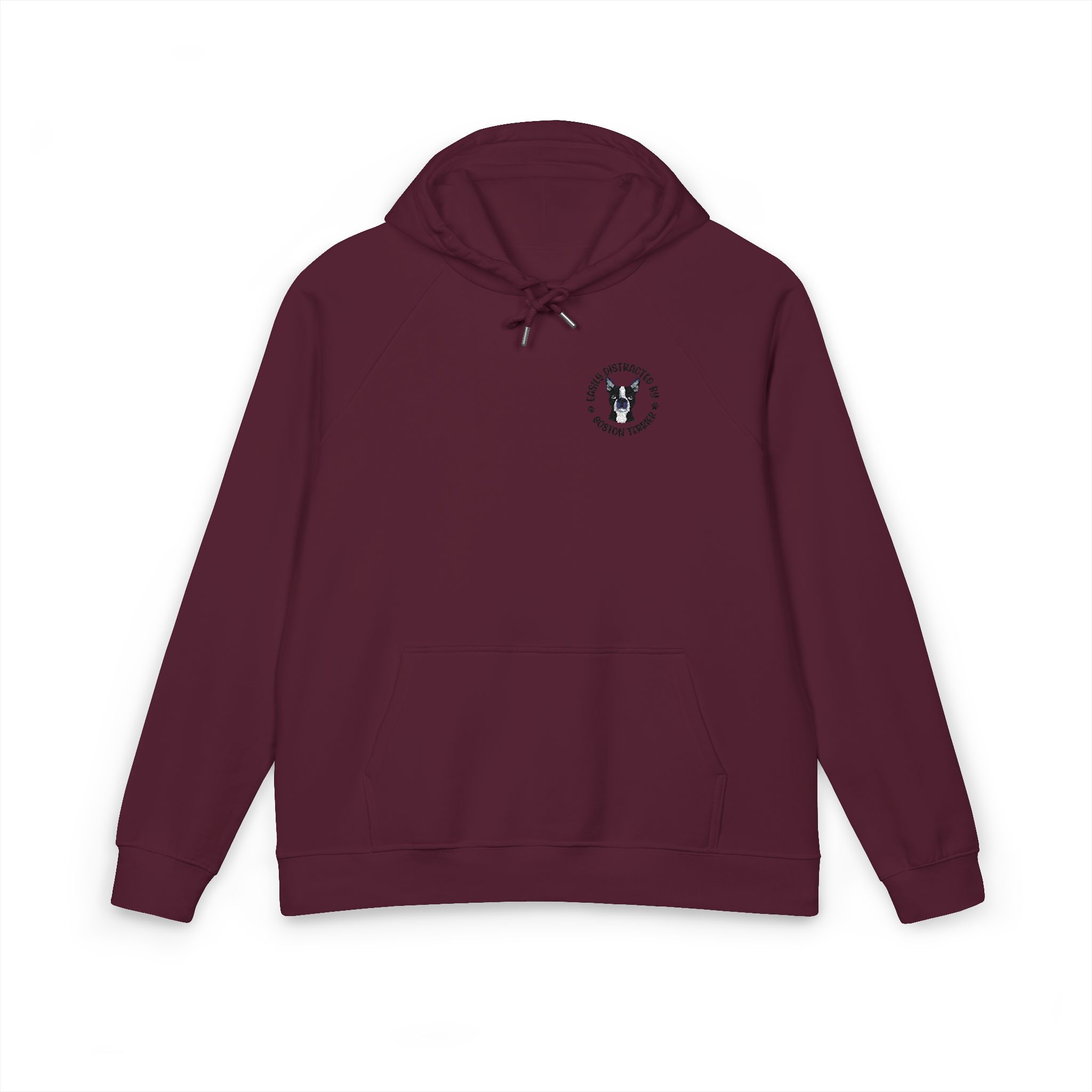 Easily Distracted By Boston Terrier Dog Unisex Eco Raglan Hoodie Embroidery - Image 21