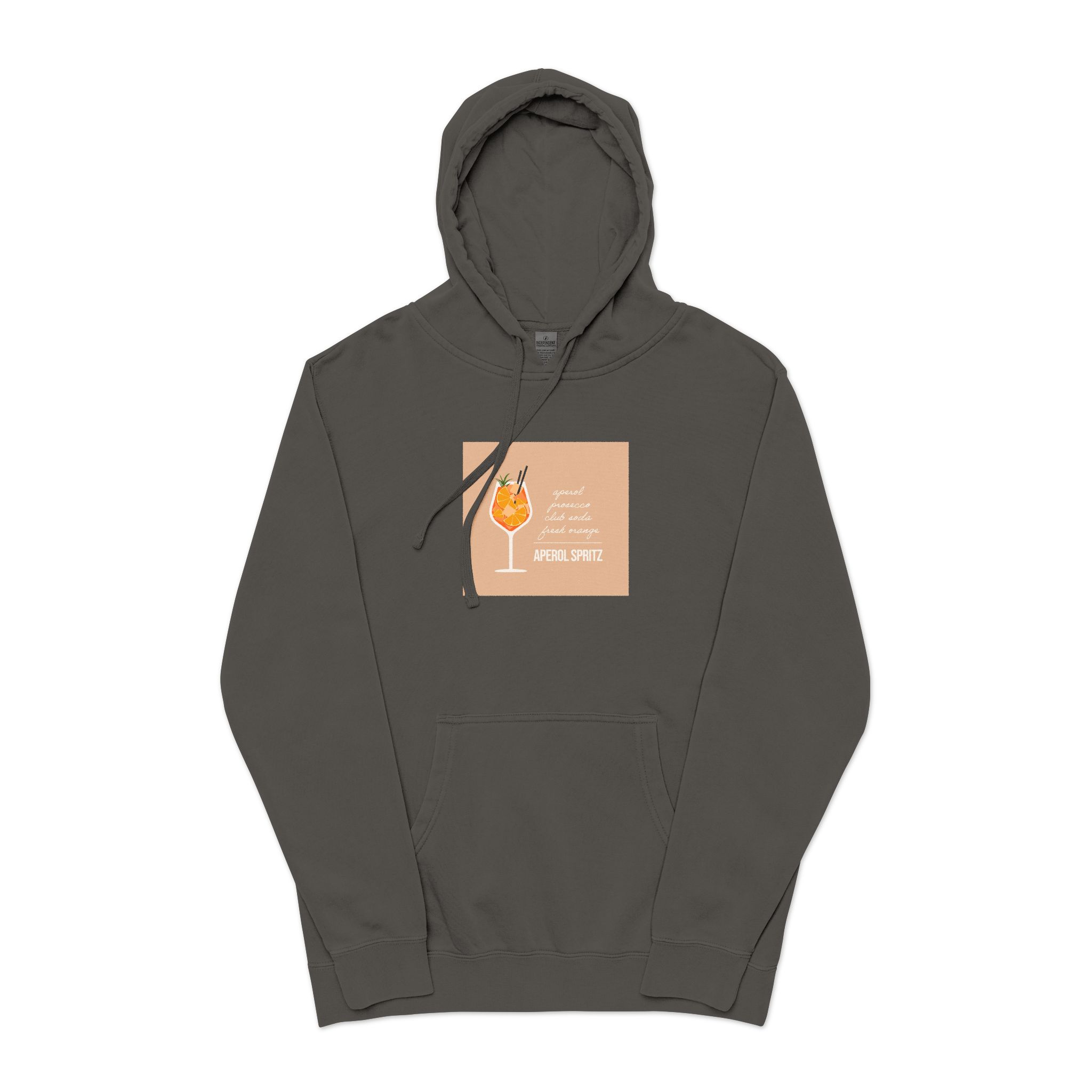 Vector Flat Illustration Modern Aperol Spritz Recipe Unisex Pigment Dyed Hoodie Embroidery - Image 25