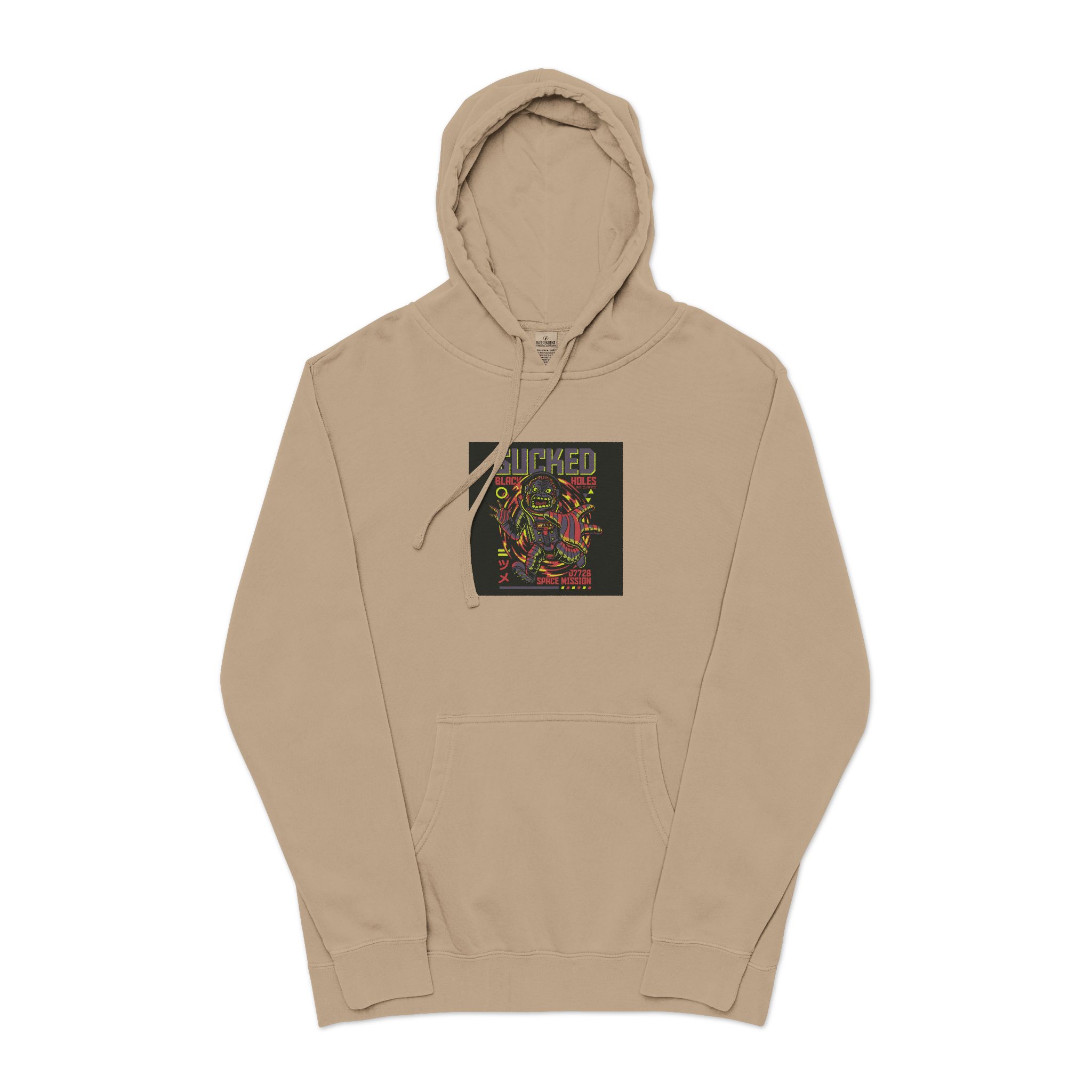 Sucked Black Holes Unisex Pigment Dyed Hoodie Embroidery - Image 5