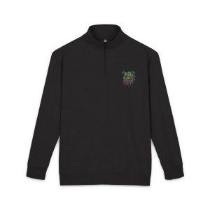 Angry Bulldog Zombie Head Illustration Unisex Fleece Pullover Embroidery