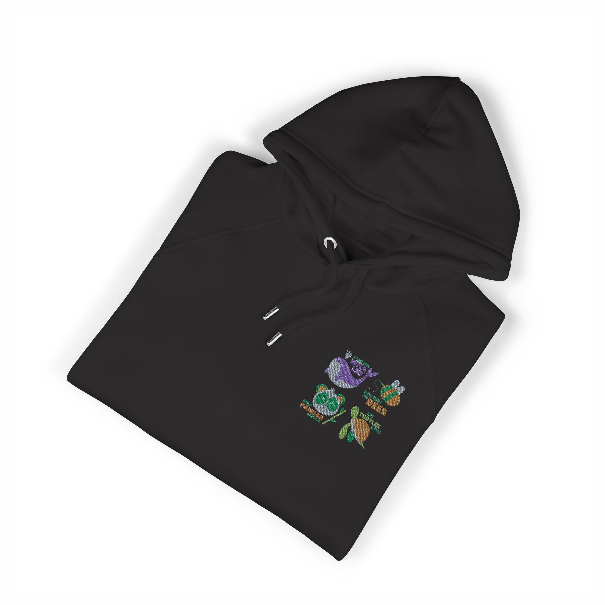 Hand Drawn Flat Design Ecology Badges 2 Unisex Eco Raglan Hoodie Embroidery - Image 19