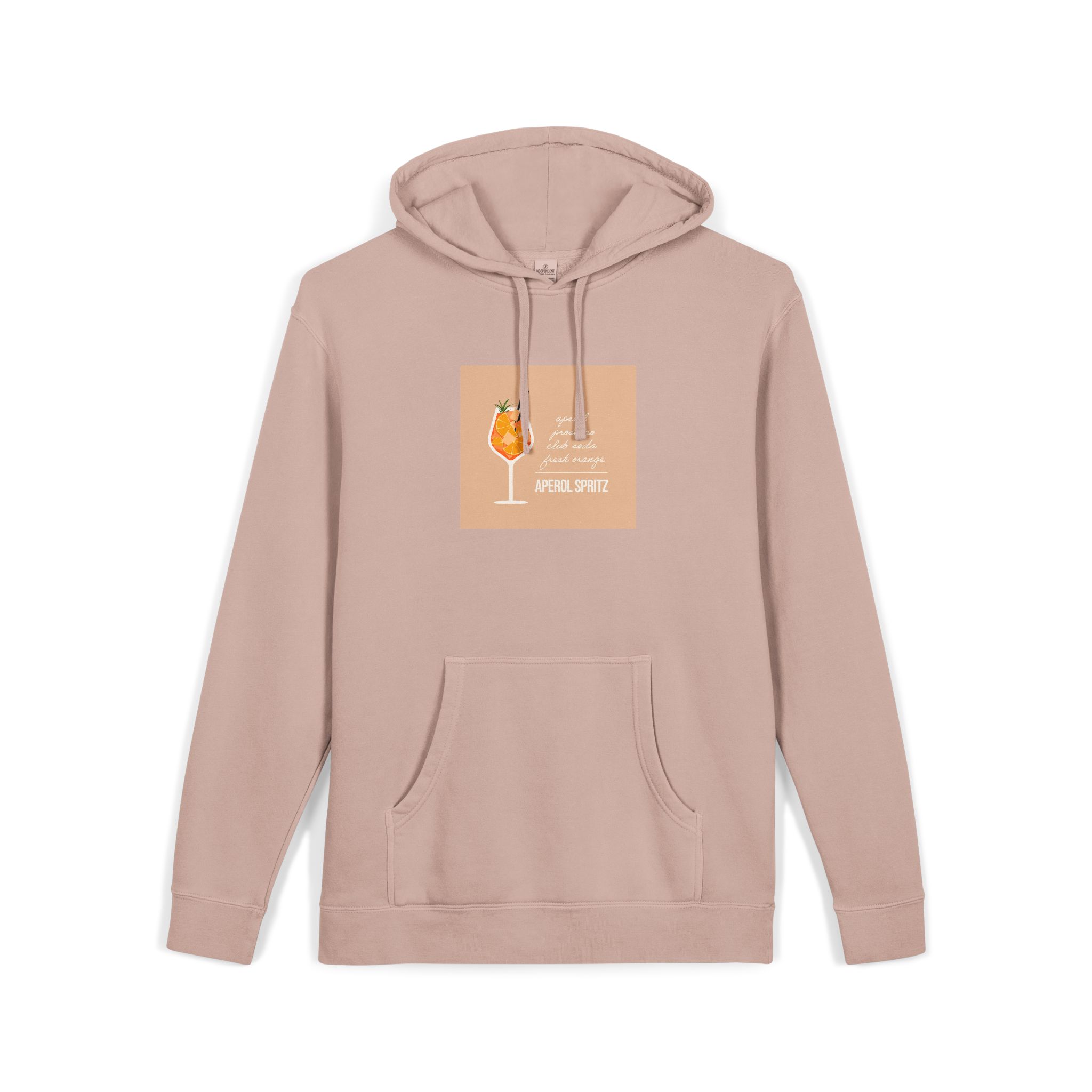 Vector Flat Illustration Modern Aperol Spritz Recipe Unisex Pigment Dyed Hoodie Embroidery - Image 3