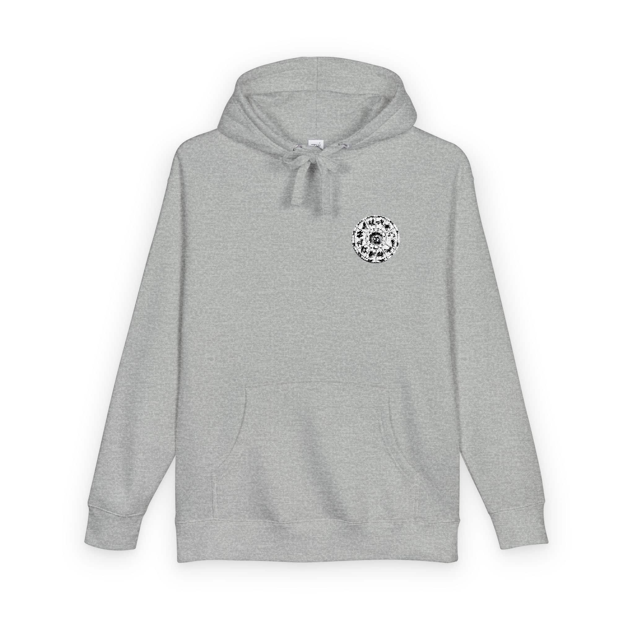 Zodiac Circle Horoscope Drawing Engraving Style Zodiac Wheel With Astrological Sy Unisex Fleece Hoodie - Image 14