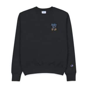 Cycling Skeleton 2 With Text Illustration Mens Champion Crewneck Sweatshirt