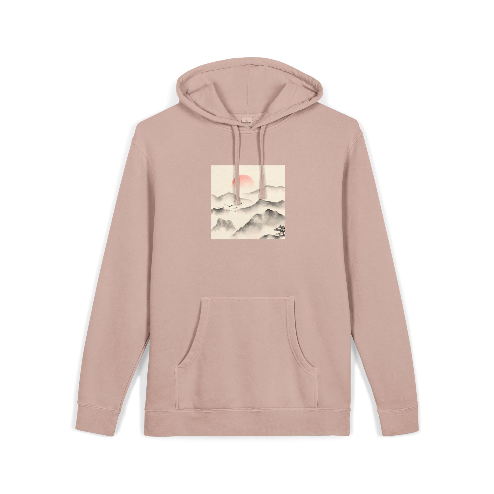 Watercolor Chinese Style Unisex Pigment Dyed Hoodie Embroidery - Image 3