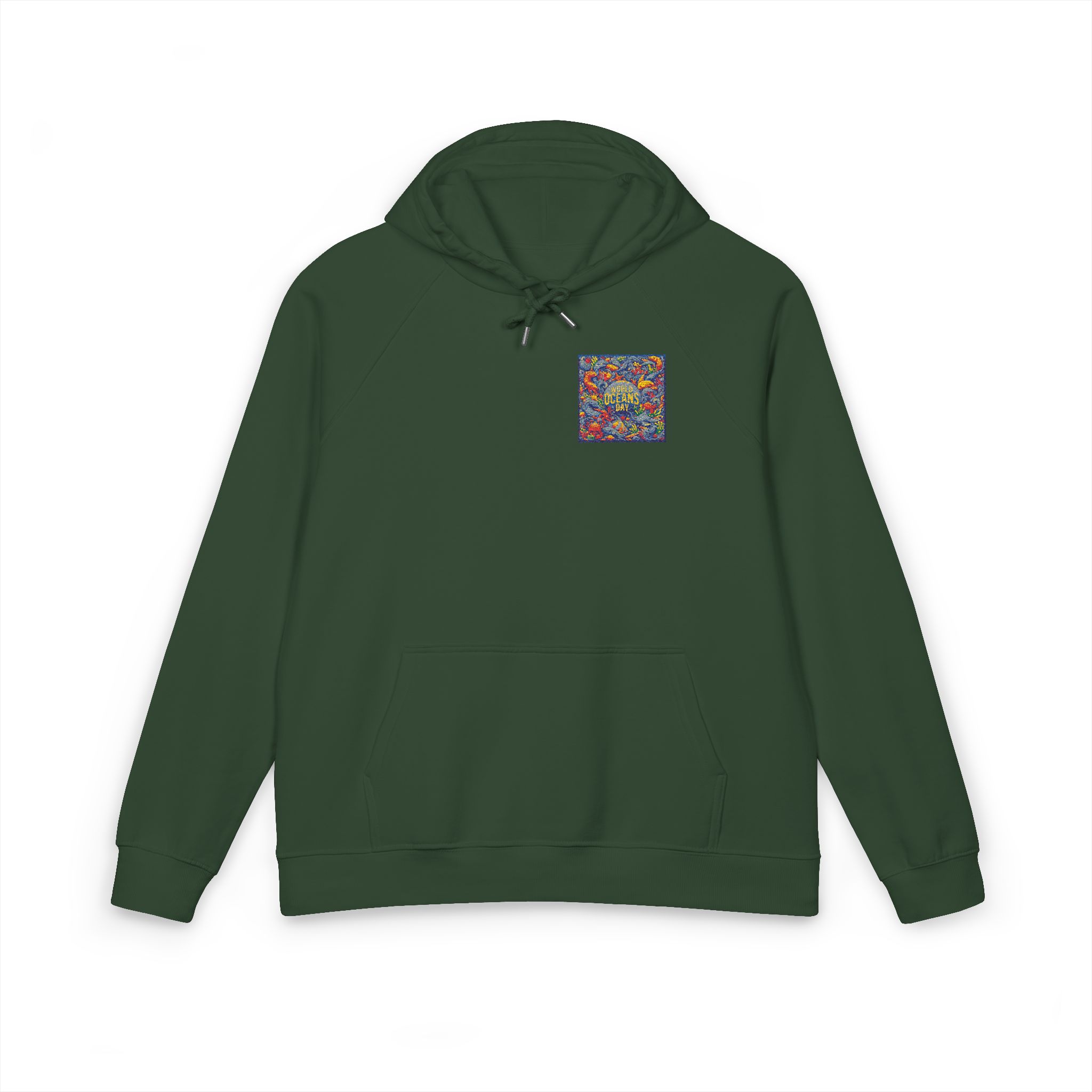 World Oceans Day Unisex Eco Raglan Hoodie Embroidery - Image 13
