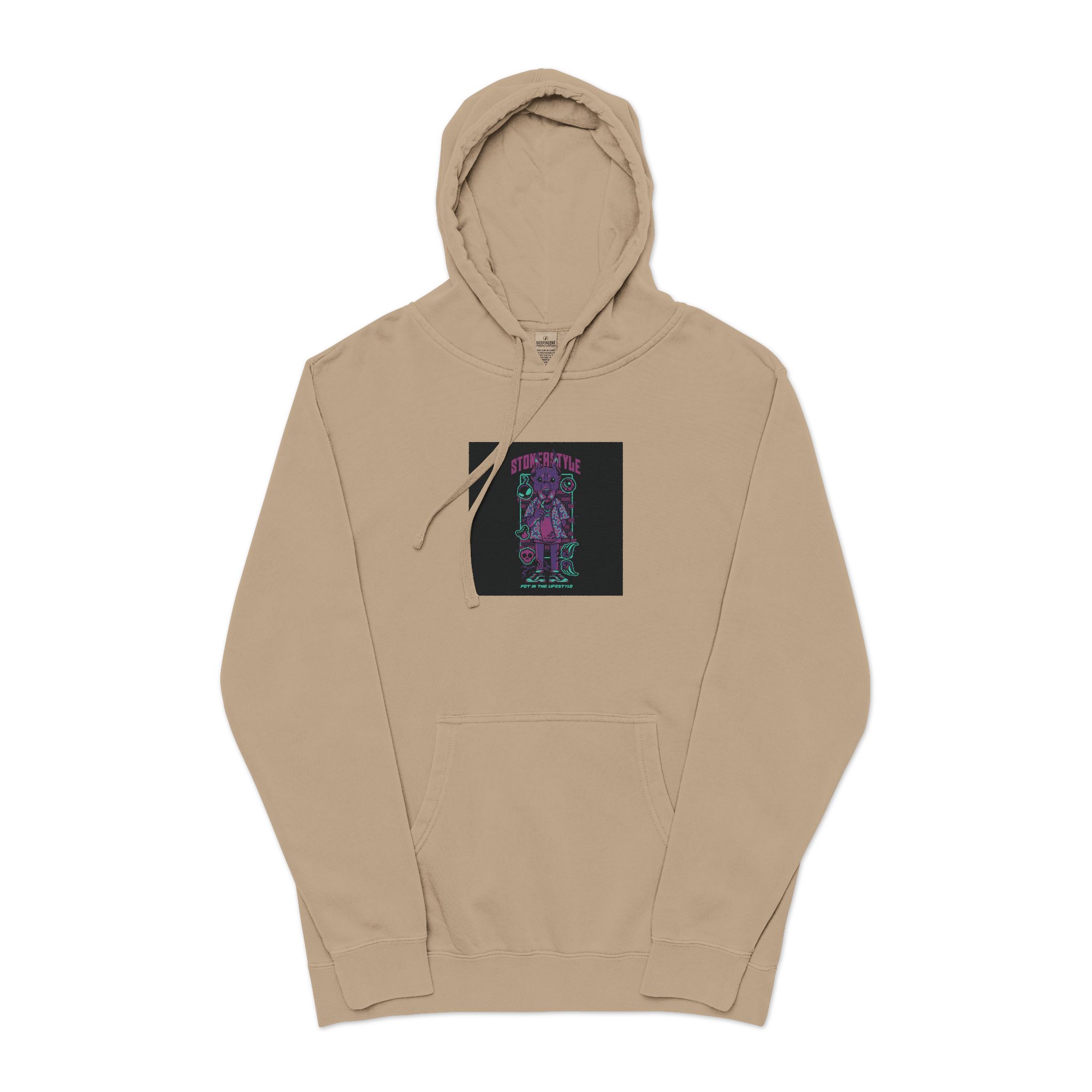 Stoner Style Dobermann Holiday Unisex Pigment Dyed Hoodie Embroidery - Image 5