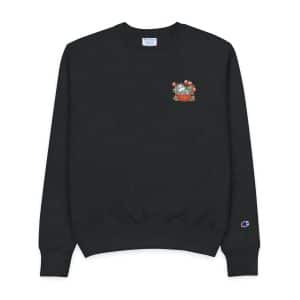 Cartoon Drawing Bear Basket With Tulips Mens Champion Crewneck Sweatshirt
