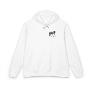 Vector Wolf Skeleton Illustration Vintage Engraving Style Unisex Eco Raglan Hoodie Embroidery