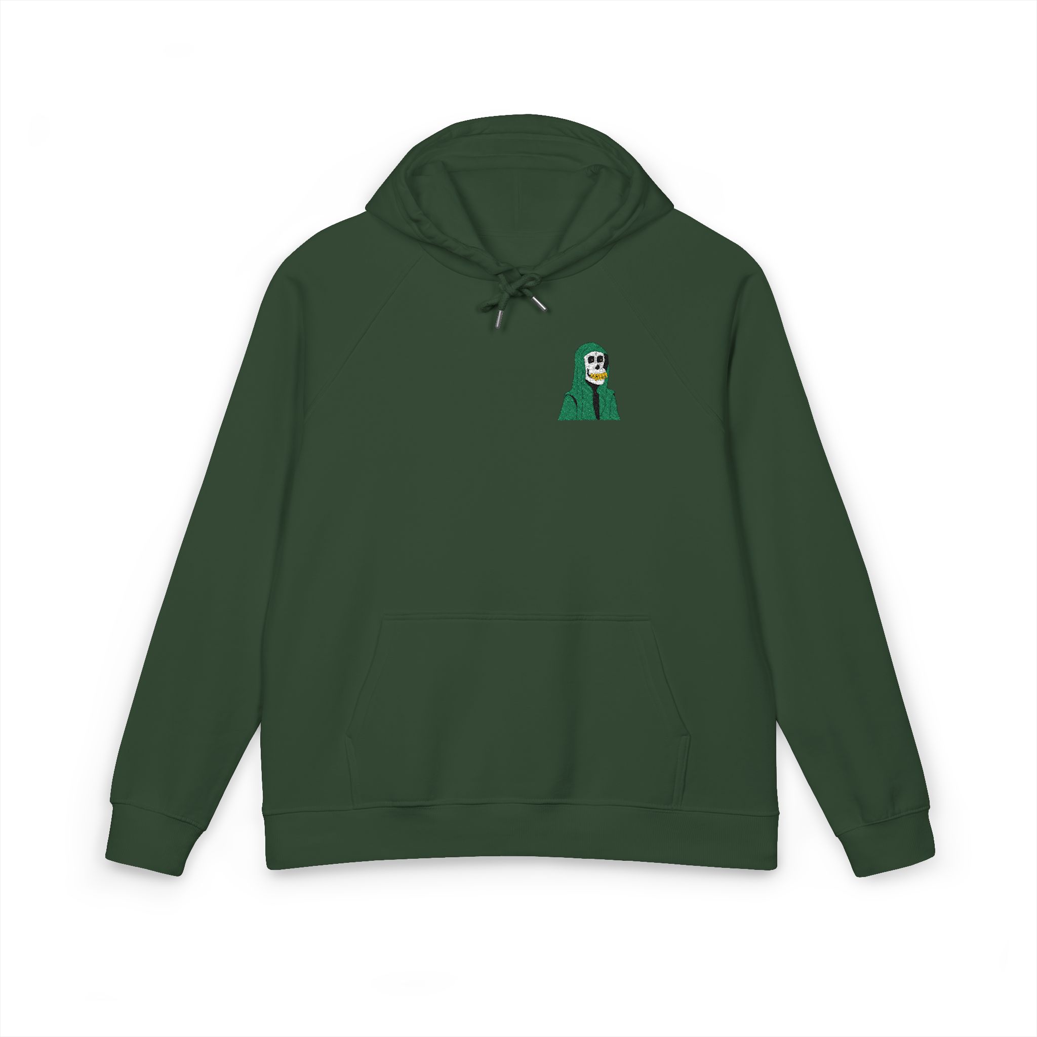 Skull Unisex Eco Raglan Hoodie Embroidery - Image 13