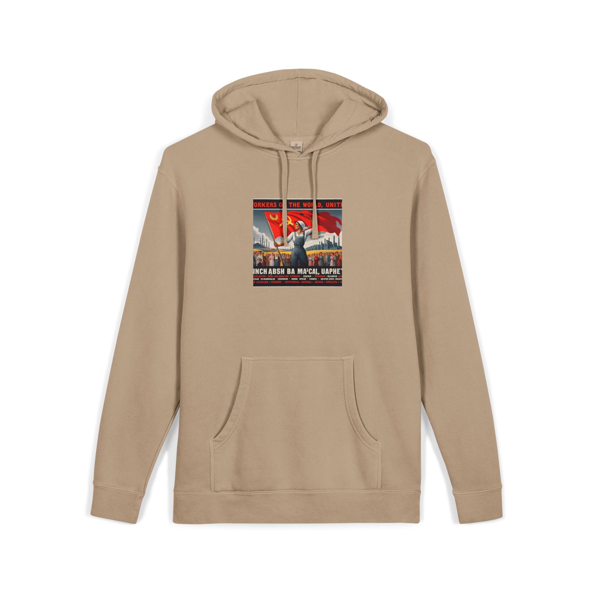 Workers of the World Unisex Pigment Dyed Hoodie Embroidery - Image 7