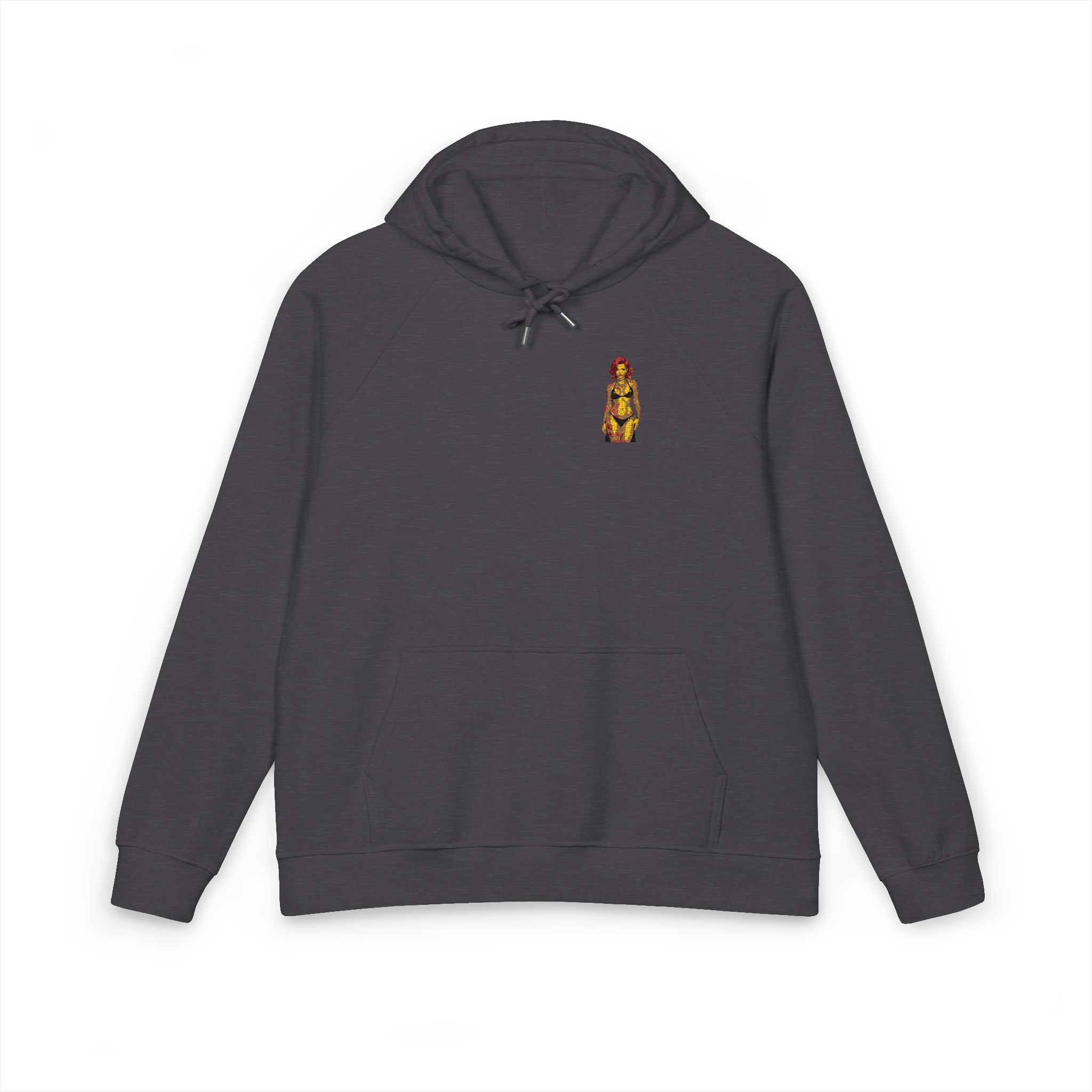 Tattooed Sexy Woman 30 Unisex Eco Raglan Hoodie Embroidery - Image 9