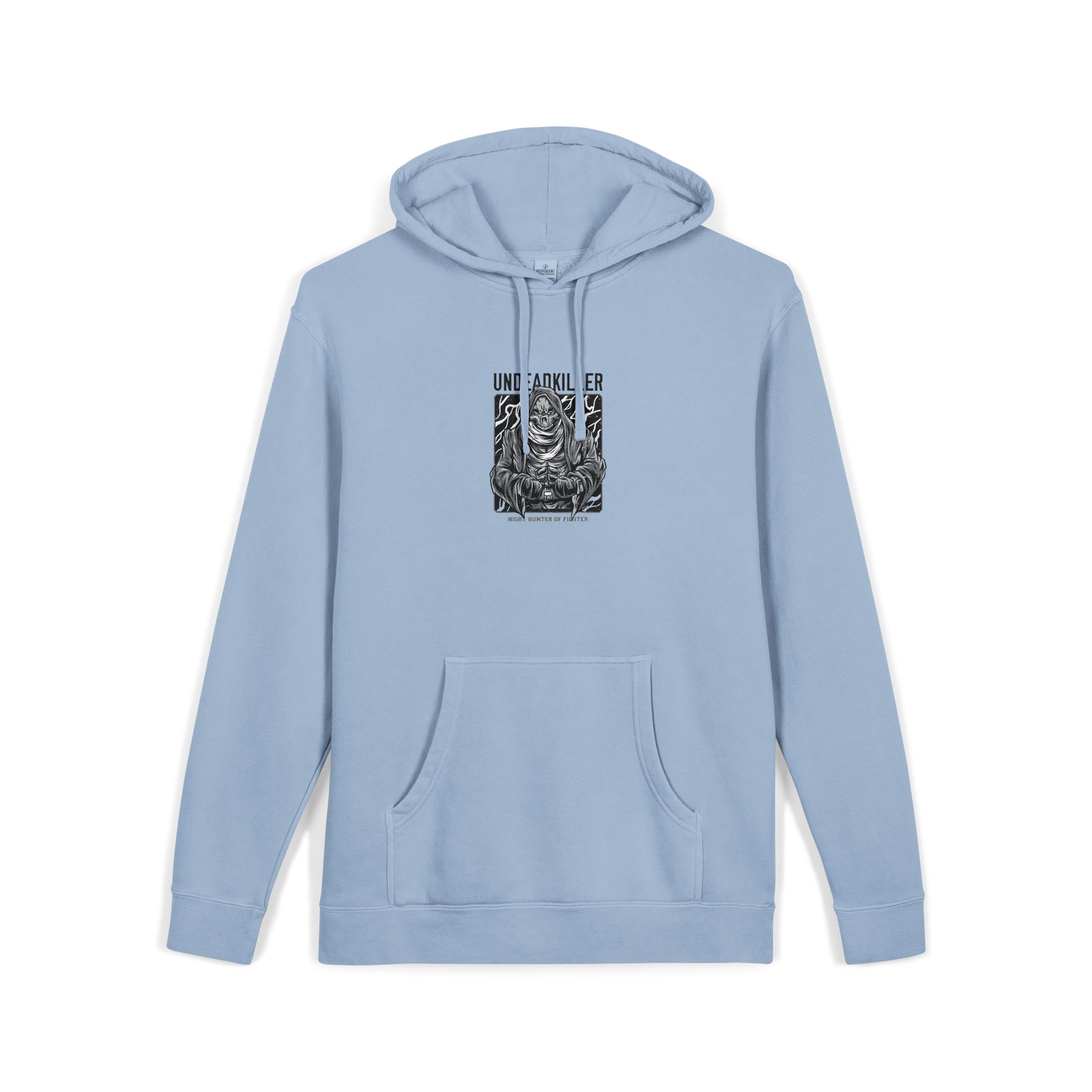 Undead Killer Black White Unisex Pigment Dyed Hoodie Embroidery - Image 19