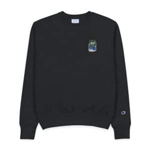 Fujin Japanese Mythology With Text Illustration Mens Champion Crewneck Sweatshirt