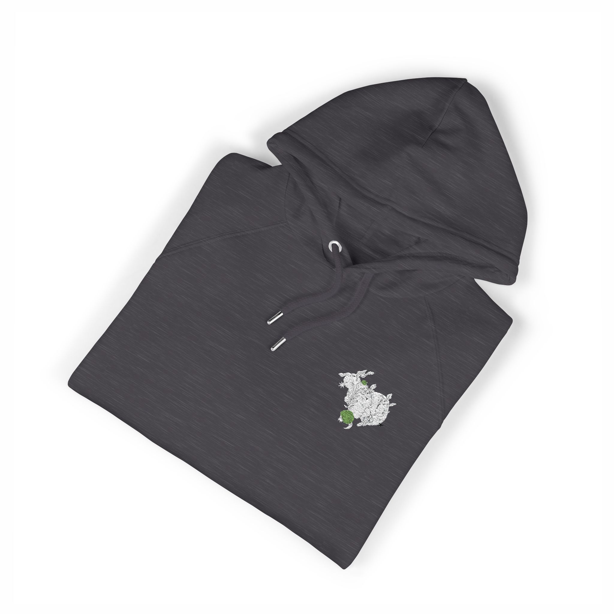 Face Side View Decorated With Leaves and Daisy Flowers Moon and Stars Organic Shapes Unisex Eco Raglan Hoodie Embroidery - Image 11
