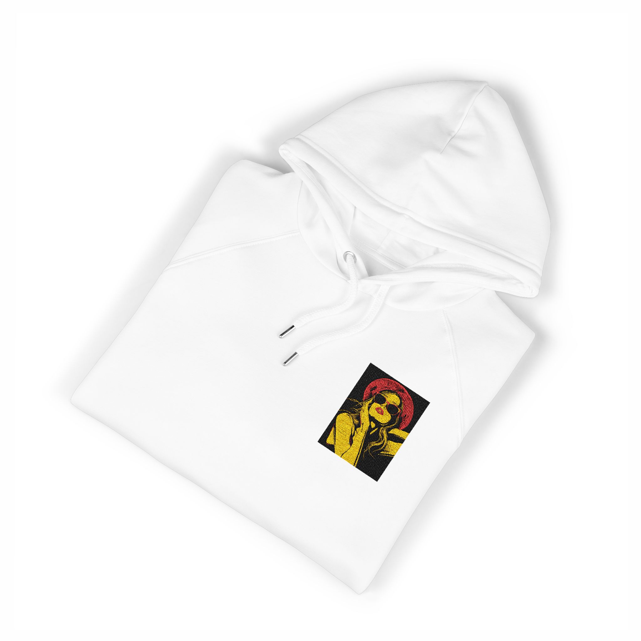 Woman With Sunglasses Unisex Eco Raglan Hoodie Embroidery - Image 3