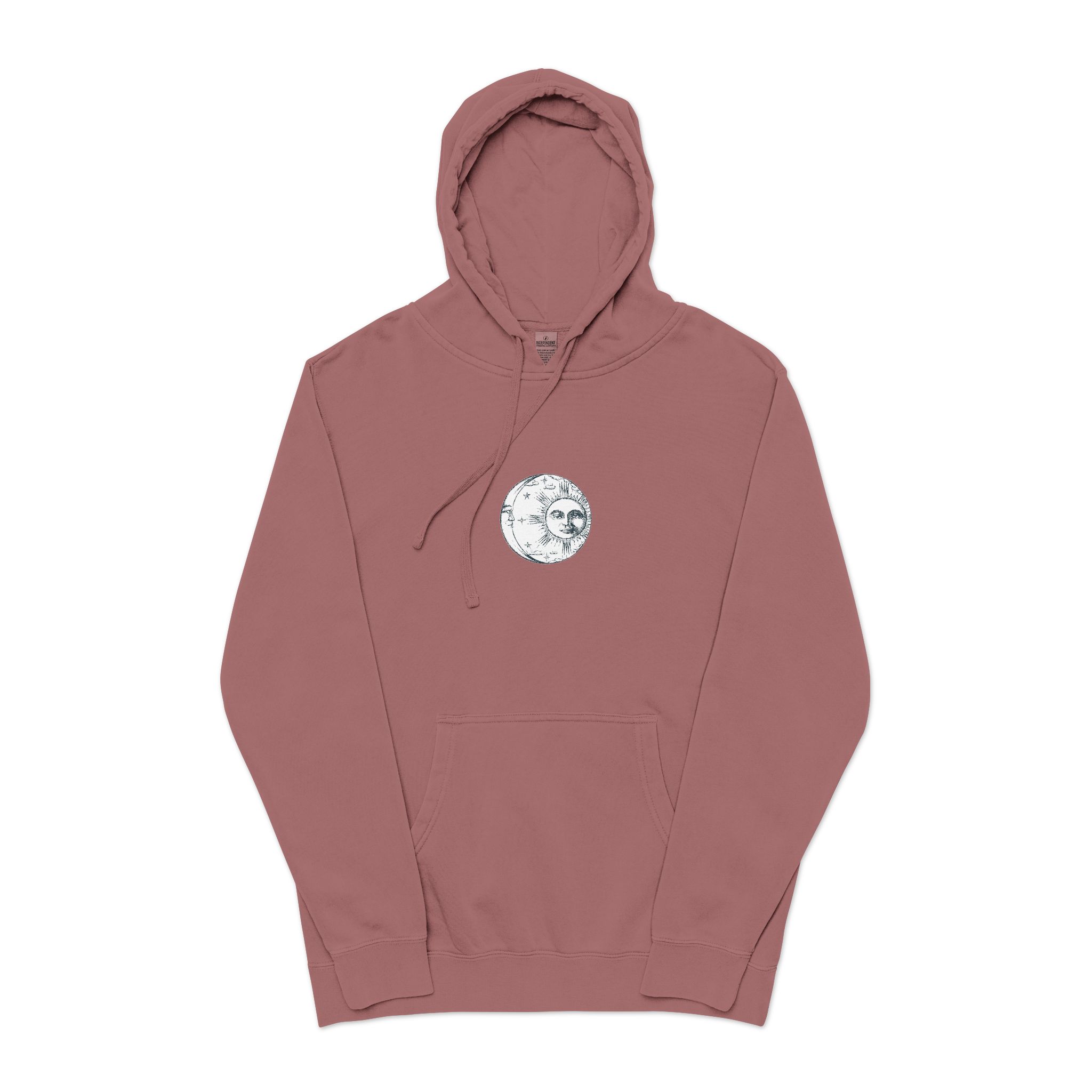Sun Crescent Engraving Unisex Pigment Dyed Hoodie Embroidery - Image 29