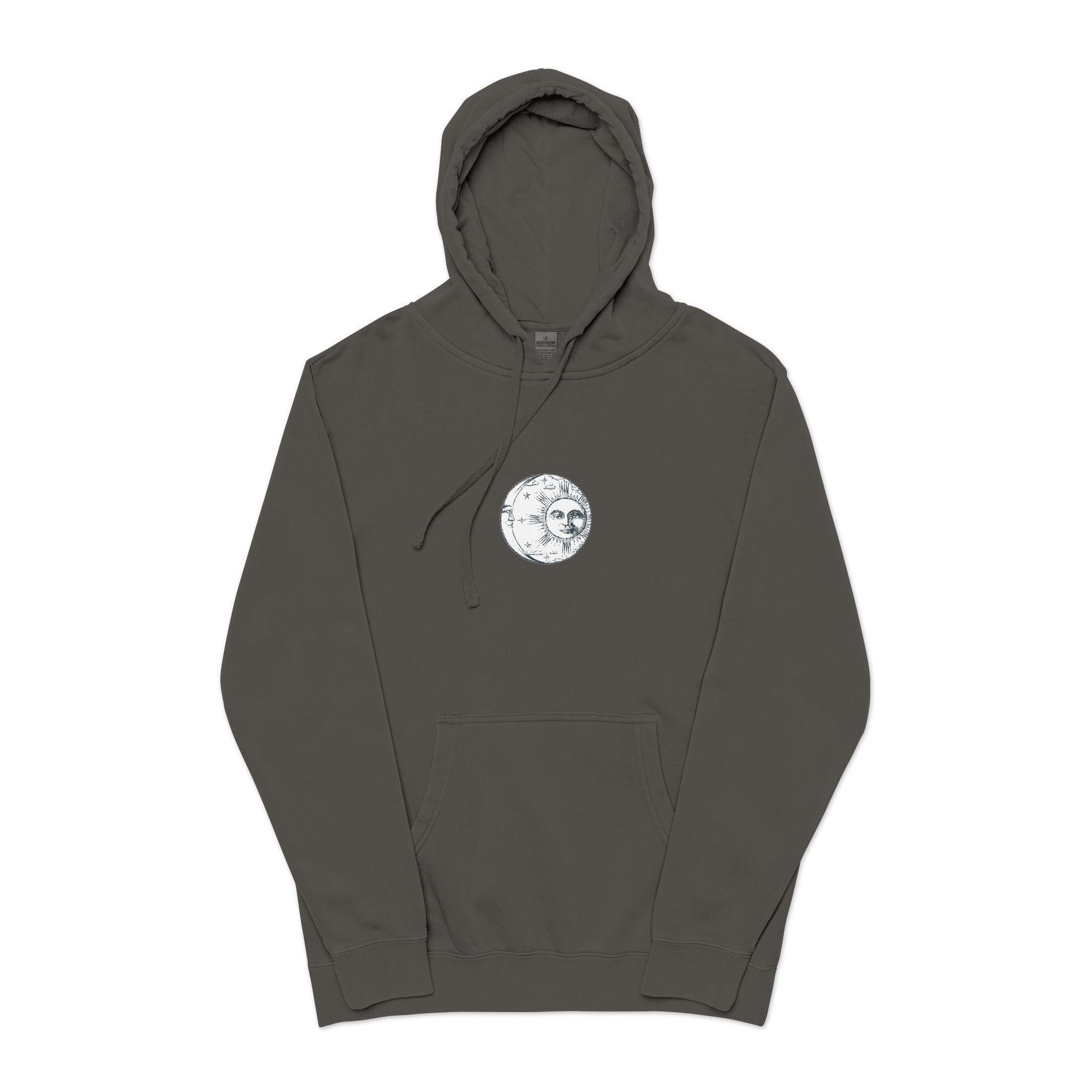 Sun Crescent Engraving Unisex Pigment Dyed Hoodie Embroidery - Image 25