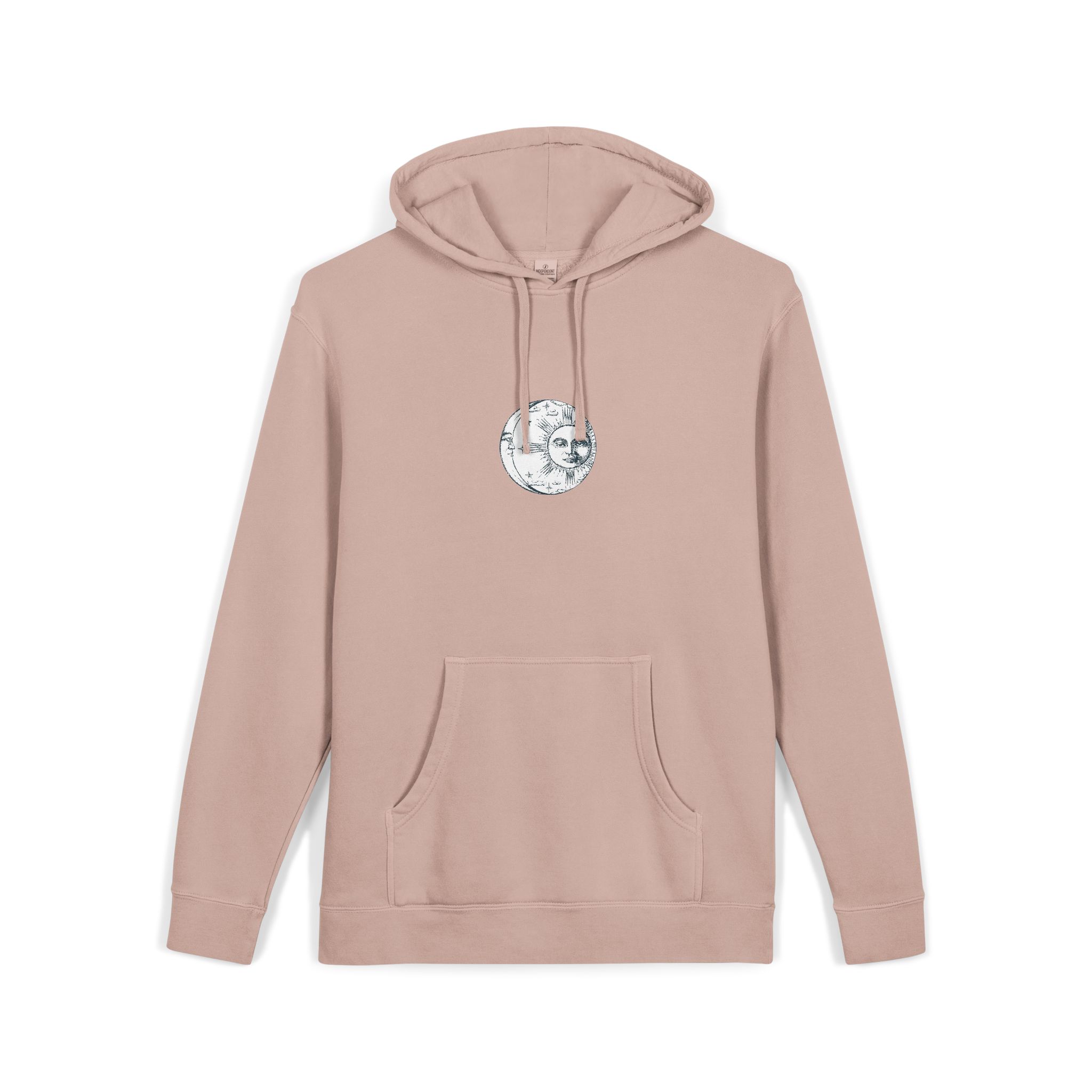 Sun Crescent Engraving Unisex Pigment Dyed Hoodie Embroidery - Image 3