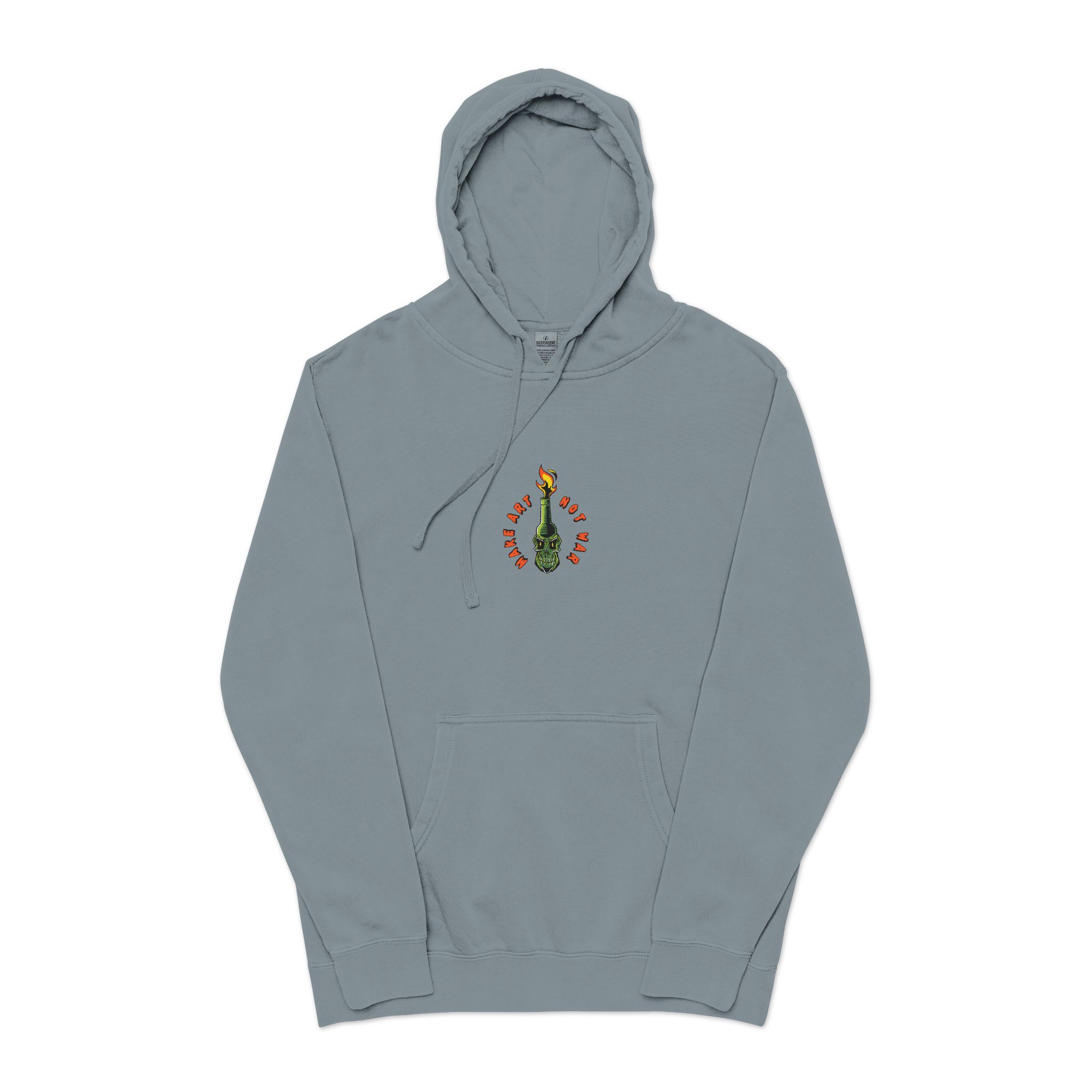 Skull Face Molotov Unisex Pigment Dyed Hoodie Embroidery - Image 21
