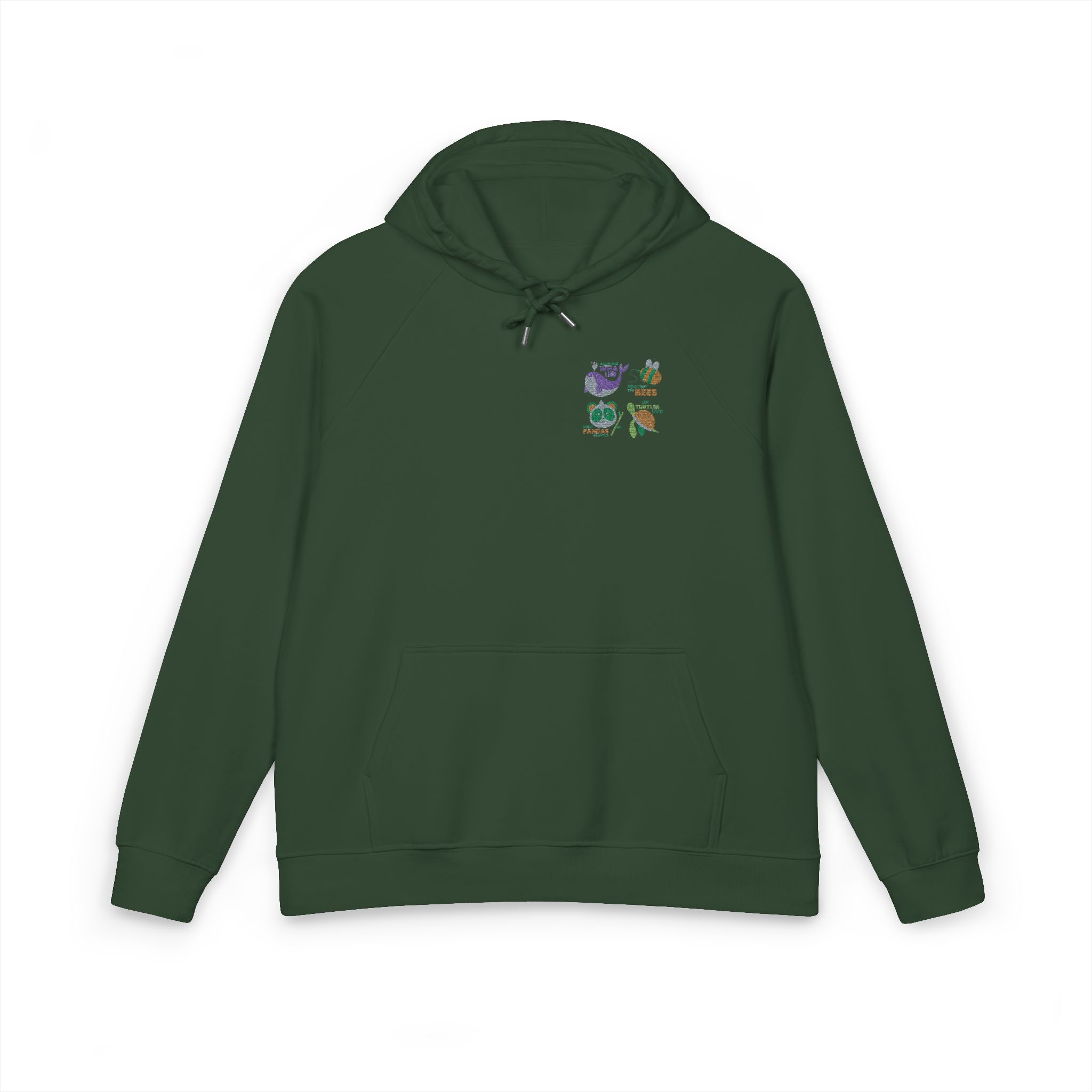 Hand Drawn Flat Design Ecology Badges 2 Unisex Eco Raglan Hoodie Embroidery - Image 13
