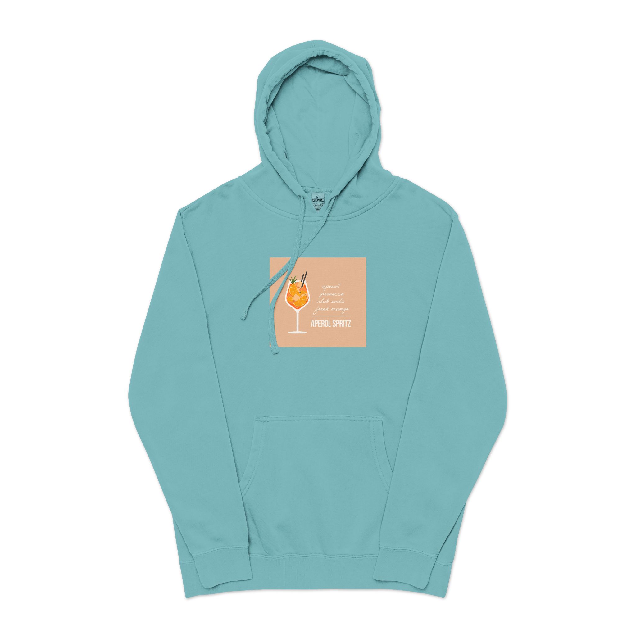 Vector Flat Illustration Modern Aperol Spritz Recipe Unisex Pigment Dyed Hoodie Embroidery - Image 9