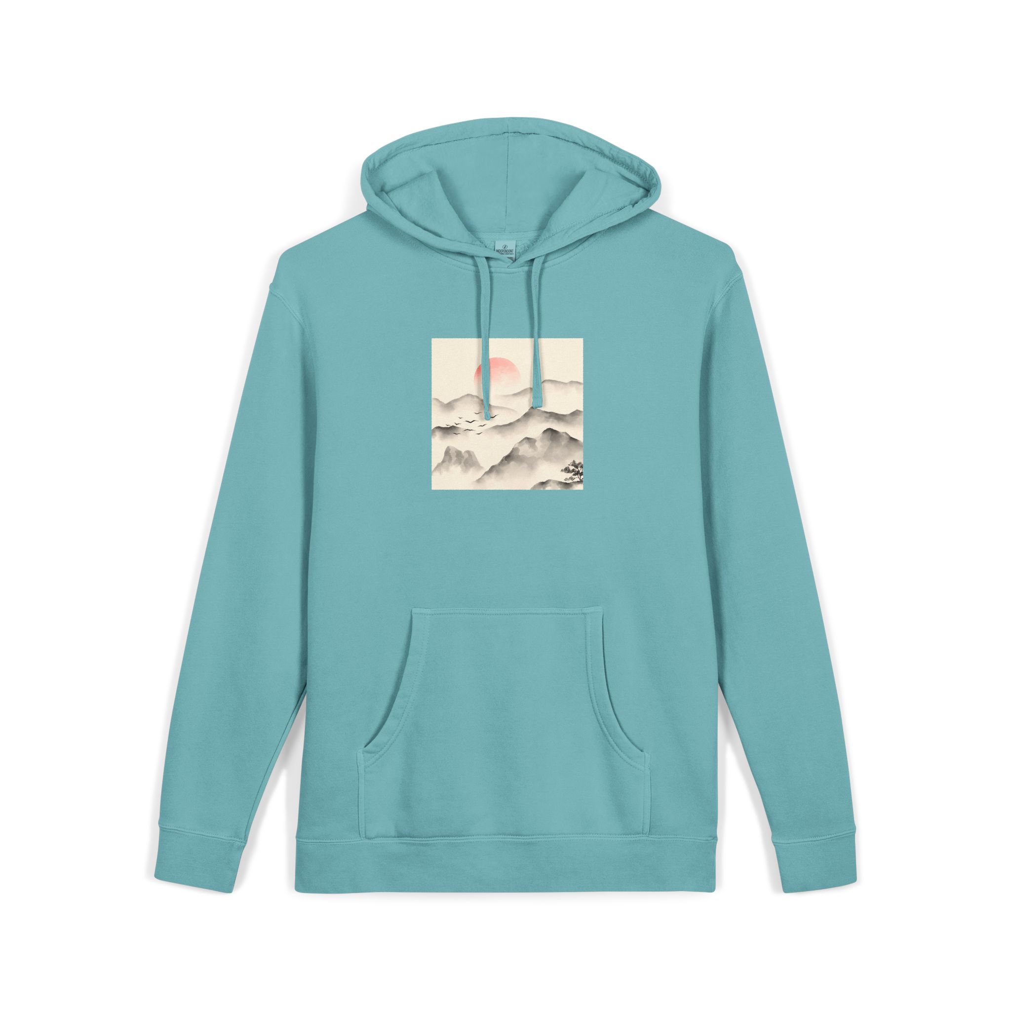 Watercolor Chinese Style Unisex Pigment Dyed Hoodie Embroidery - Image 11